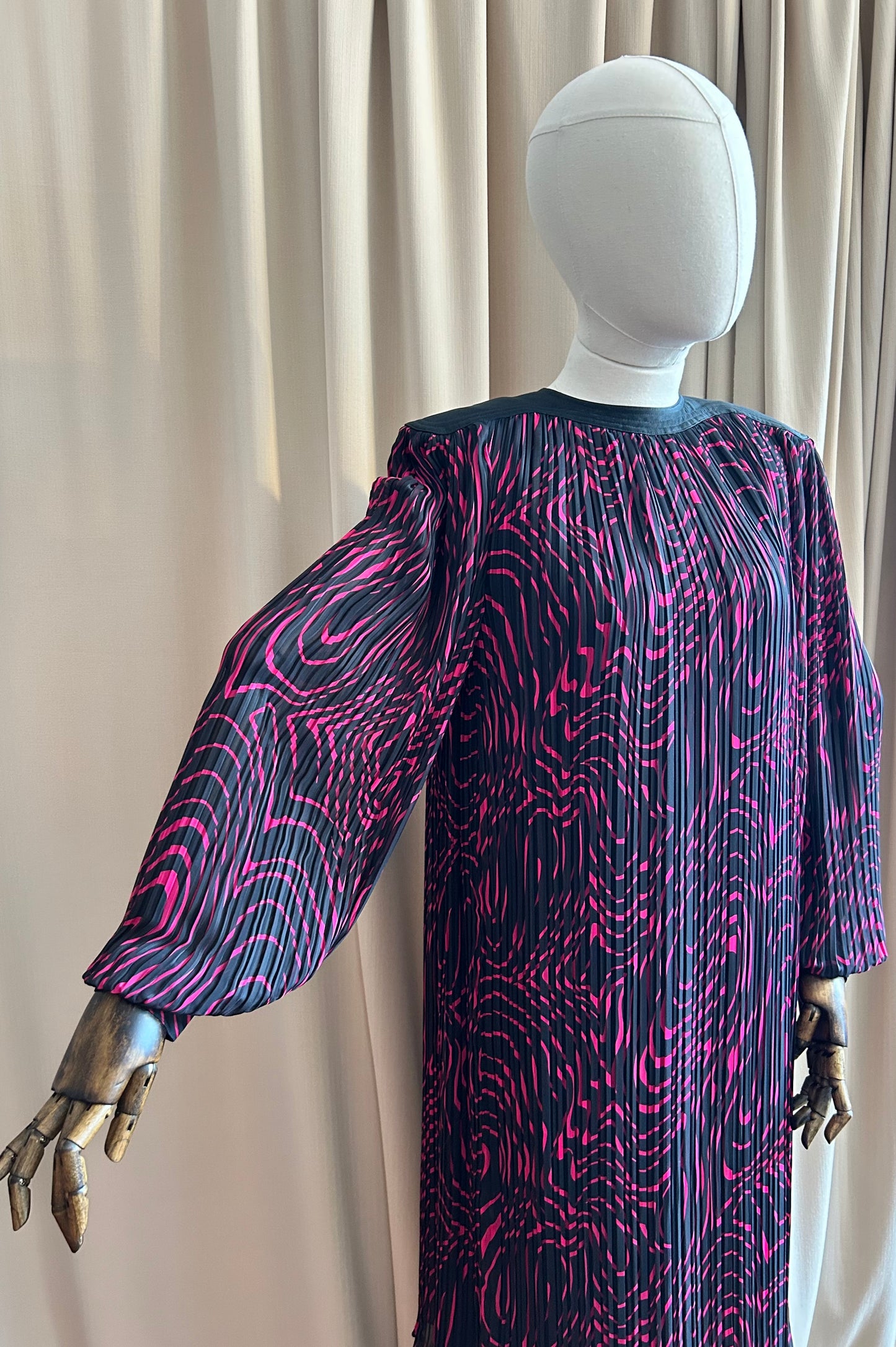 Black and Pink Pleat Dress