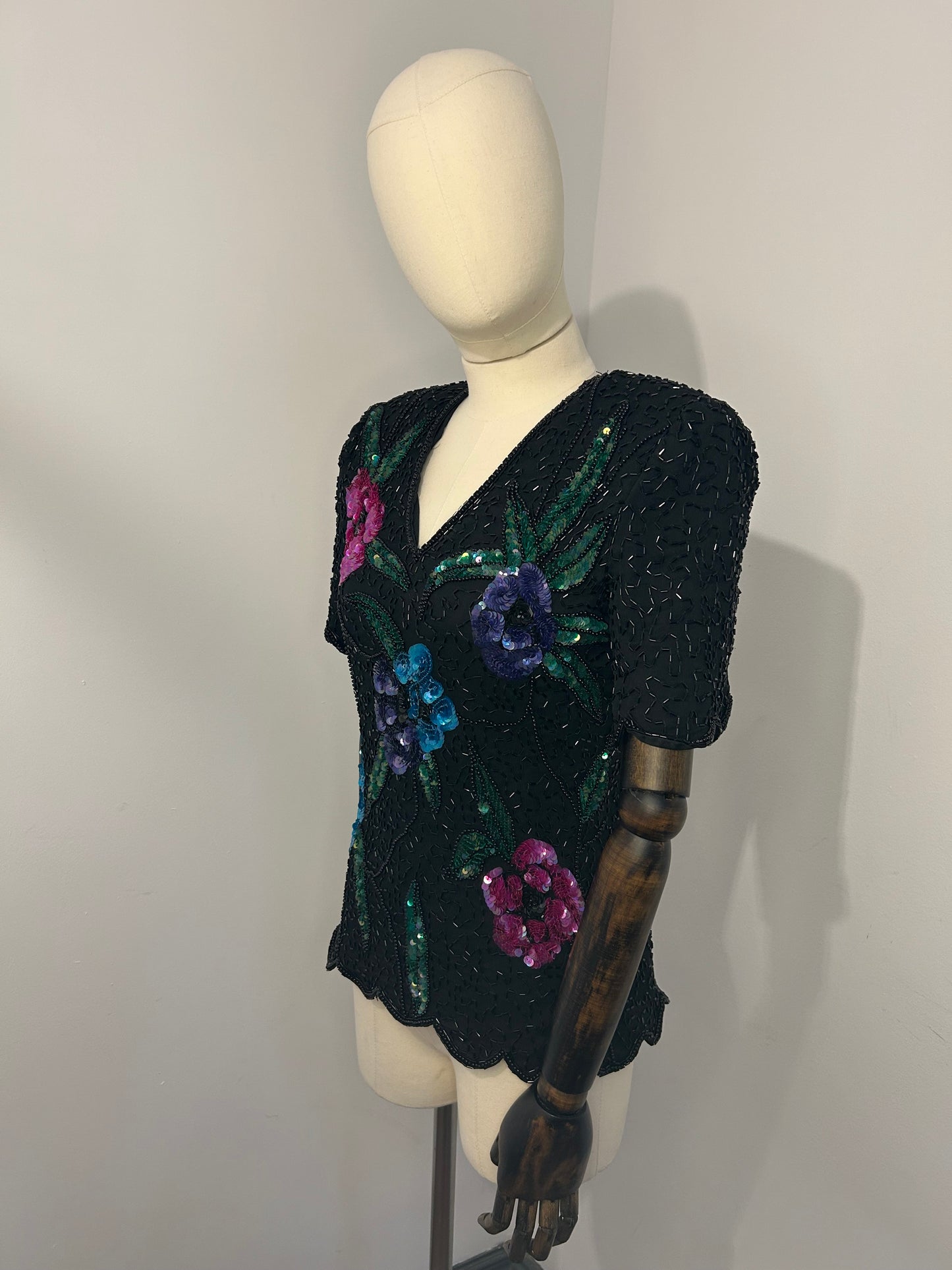 Sequin Floral on Black