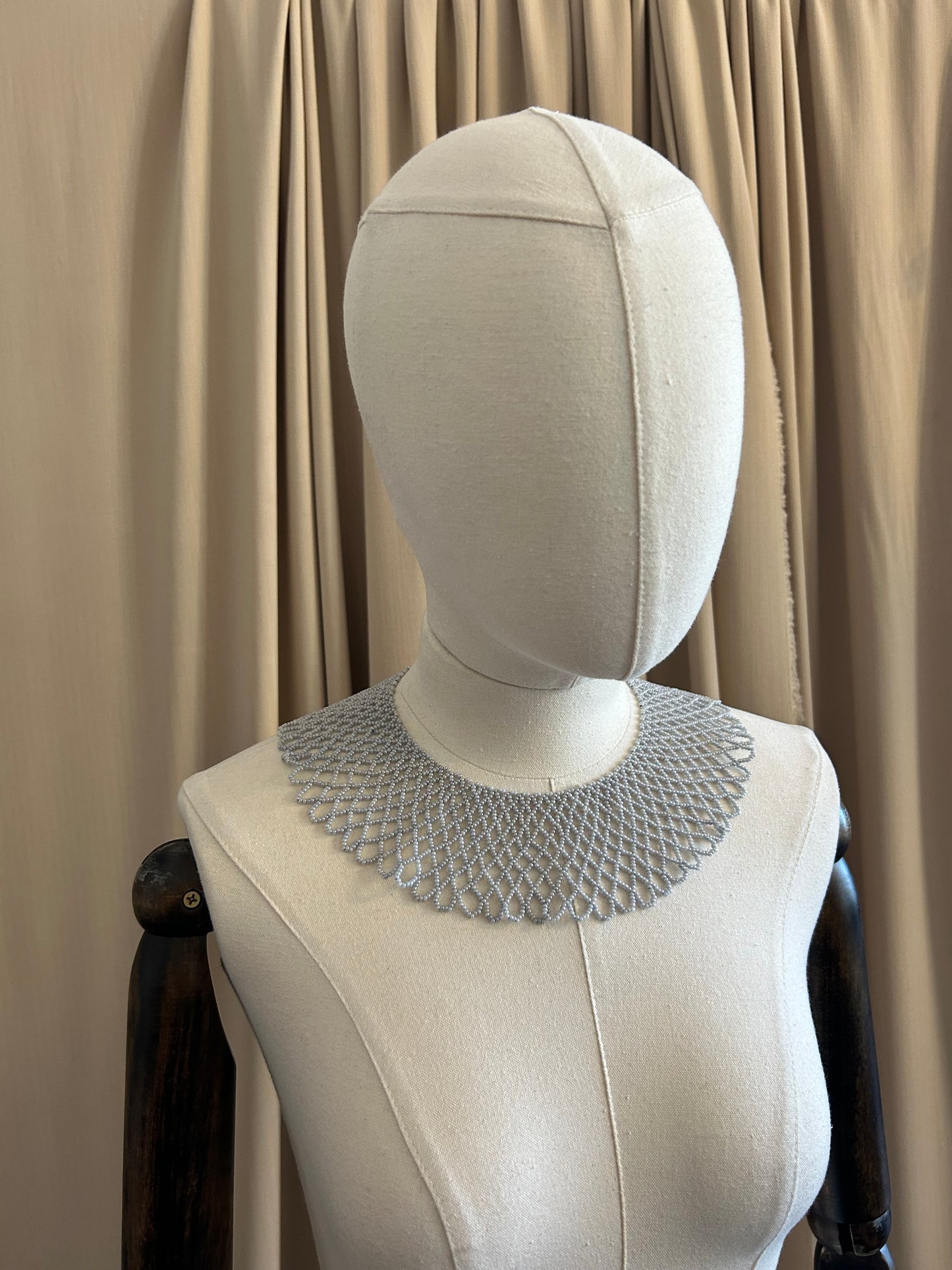 Pigeon Grey Beaded Collar