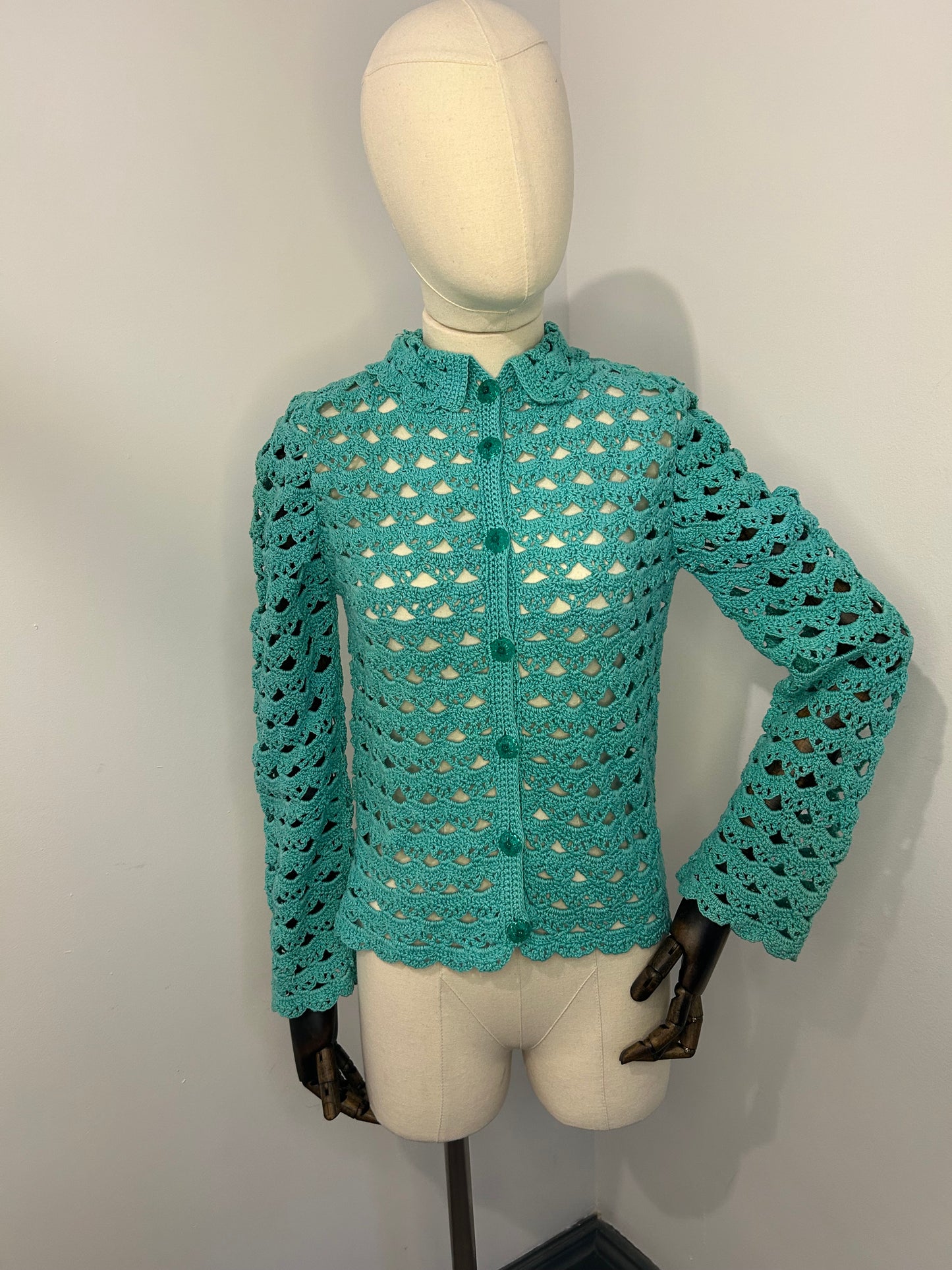 Teal crochet cardigan