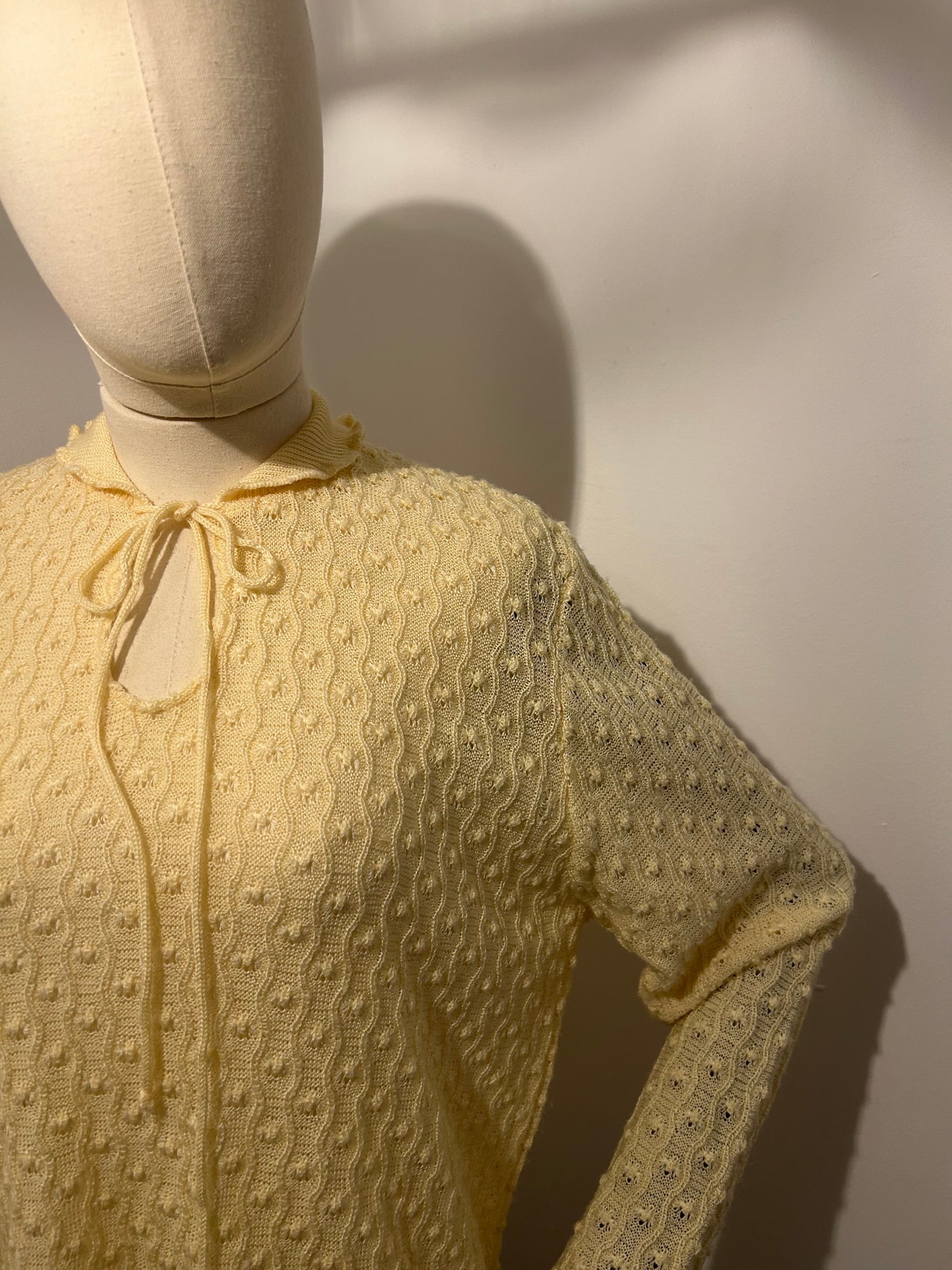 Lemon Knitted Tie Neck Jumper