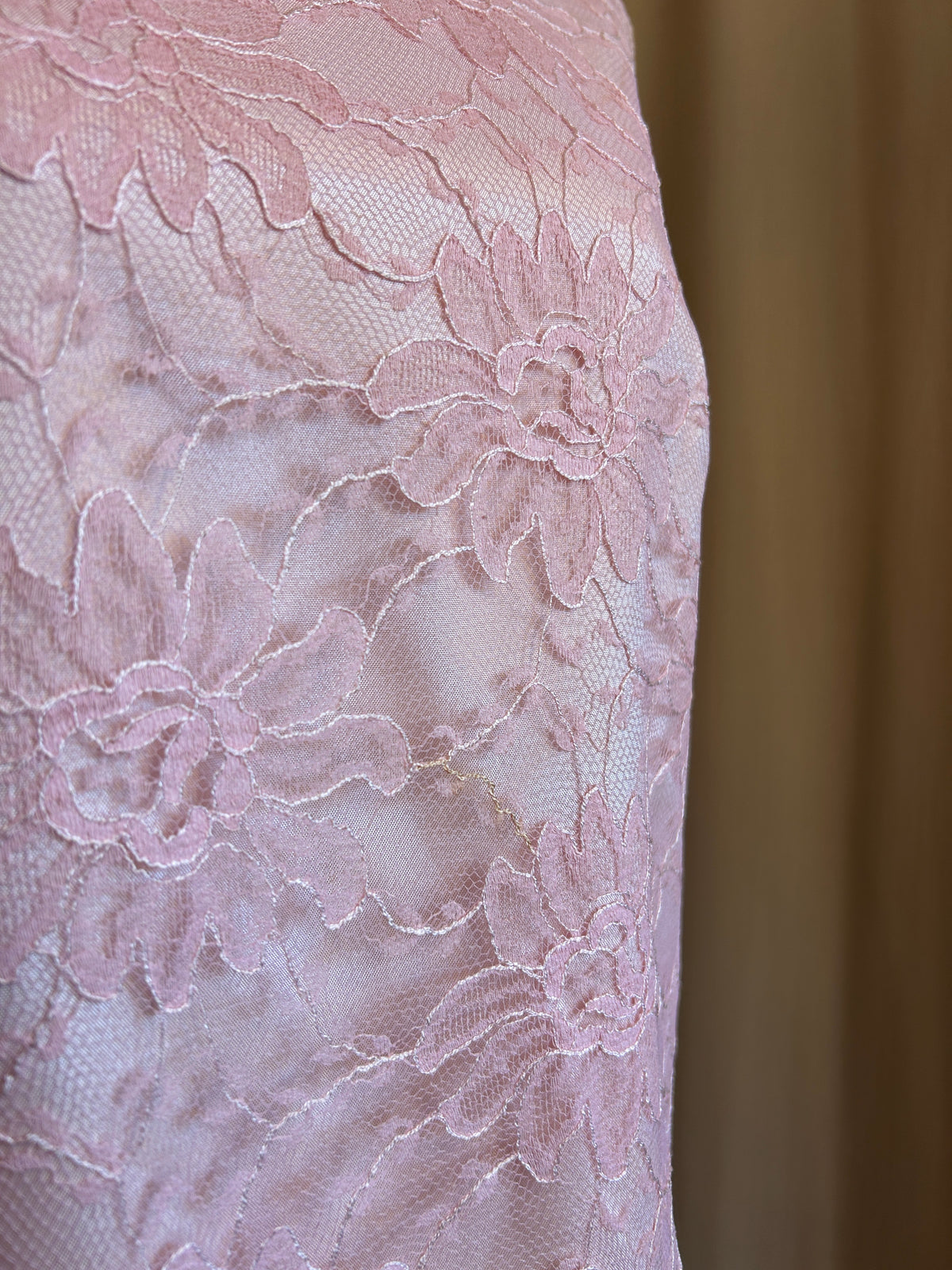 60s Baby Pink Lace Gown