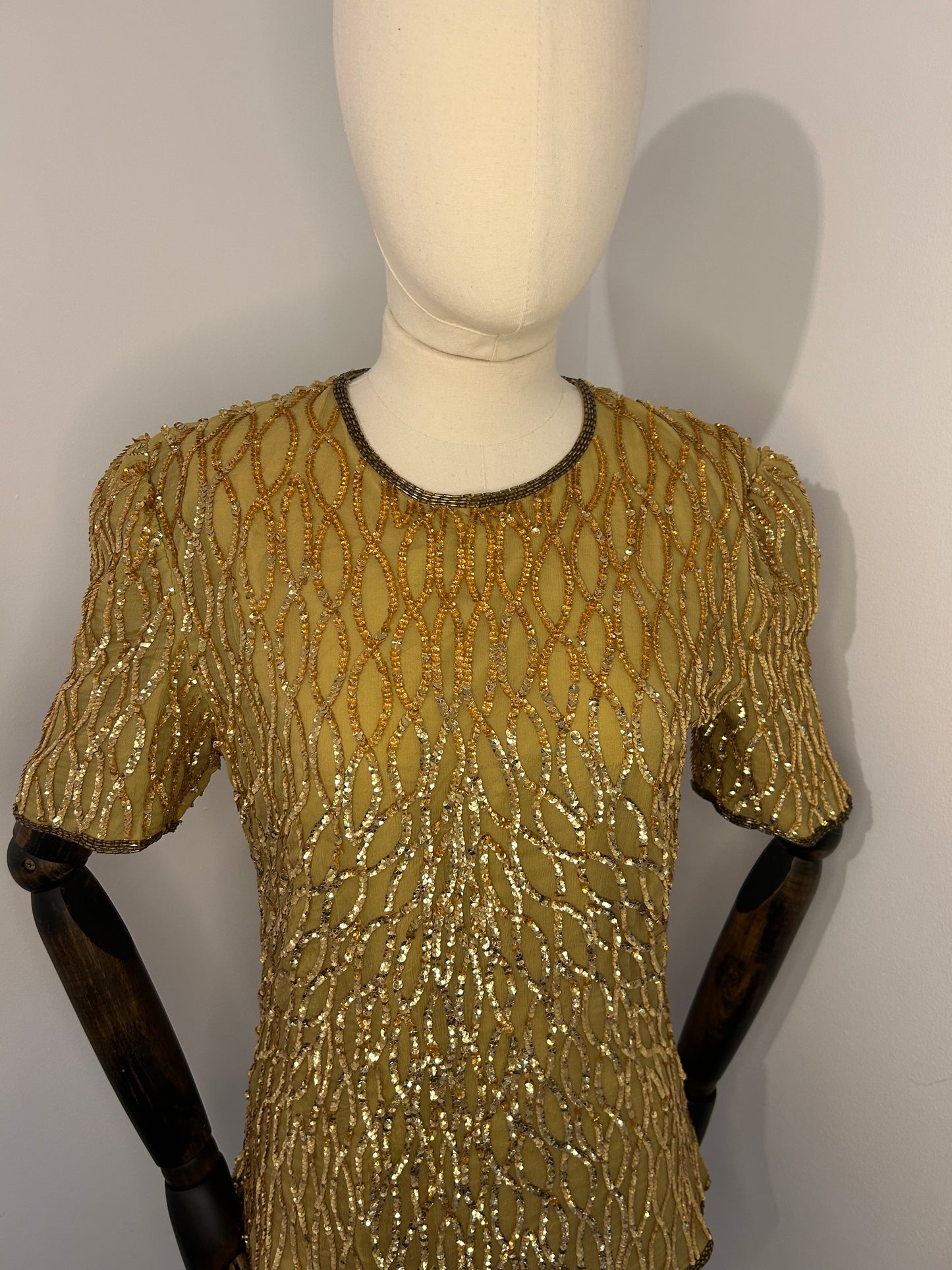 Gold Sequin Short Sleeve Top