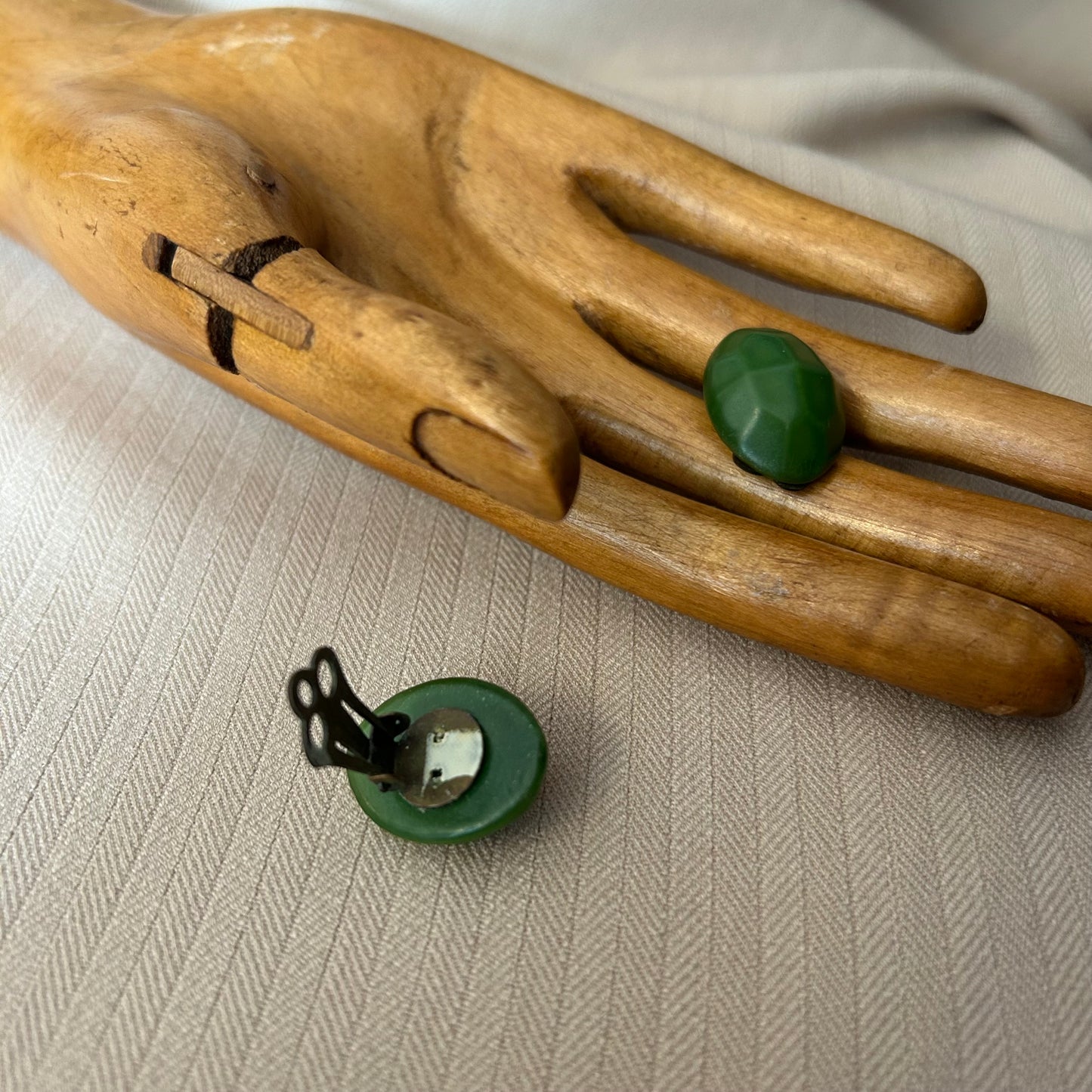 Faceted Green Clip On