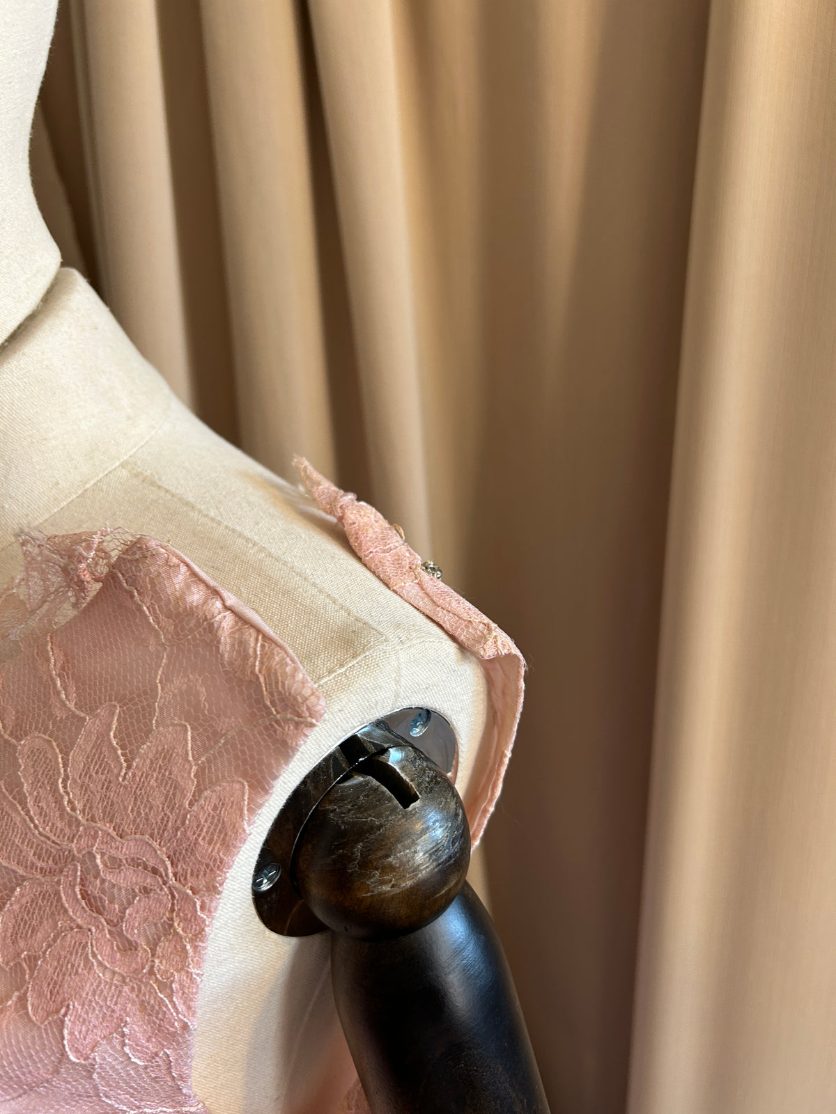 60s Baby Pink Lace Gown