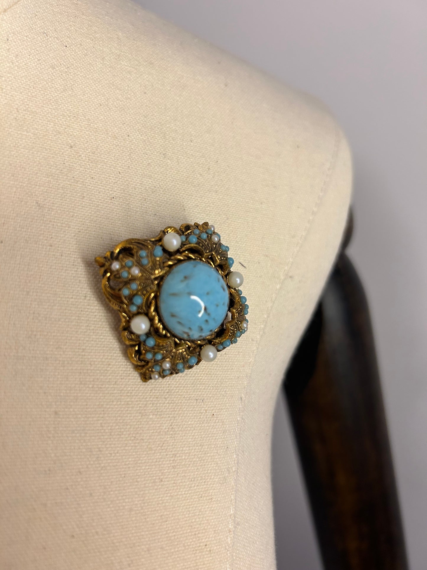 Faux Turquoise Square brooch
