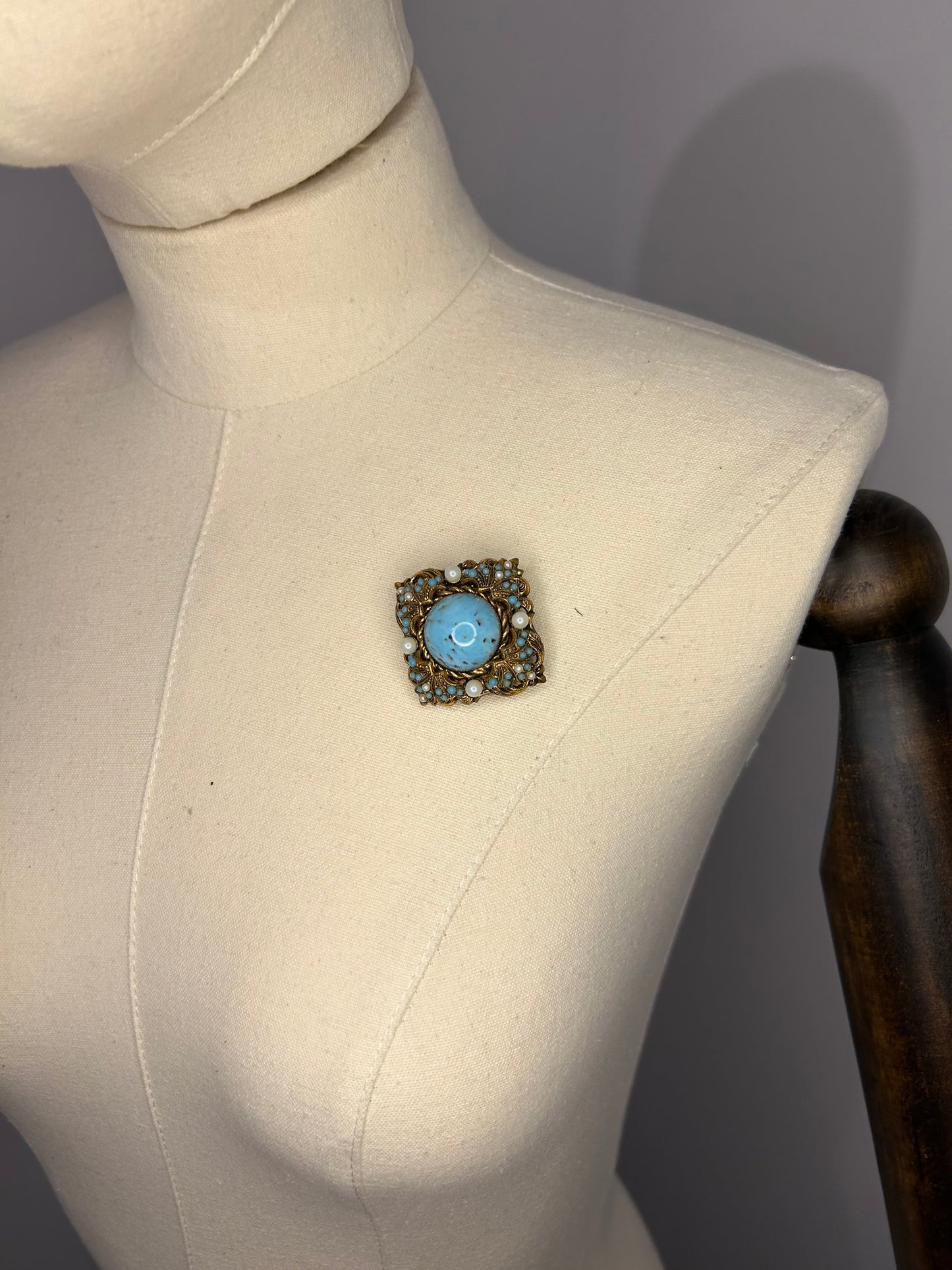 Faux Turquoise Square brooch