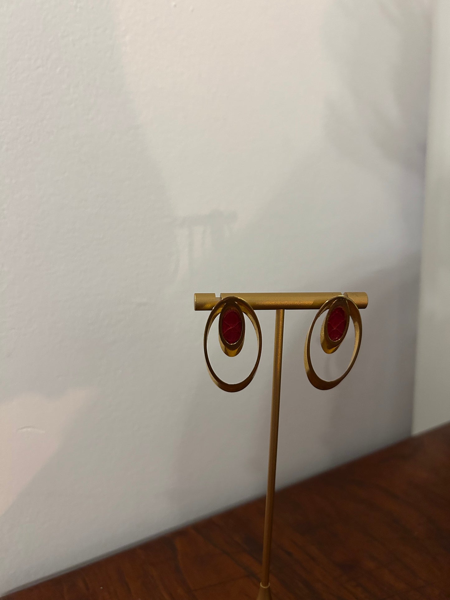 Red Snakeskin oval Earrings