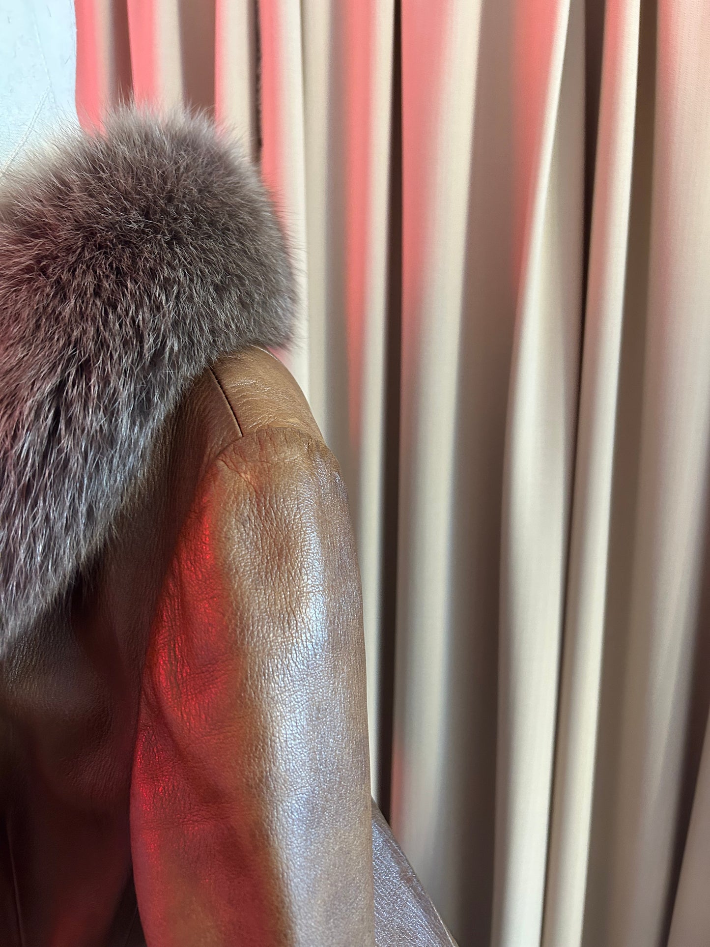 1970s Leather and Fox Fur Penny Lane Coat