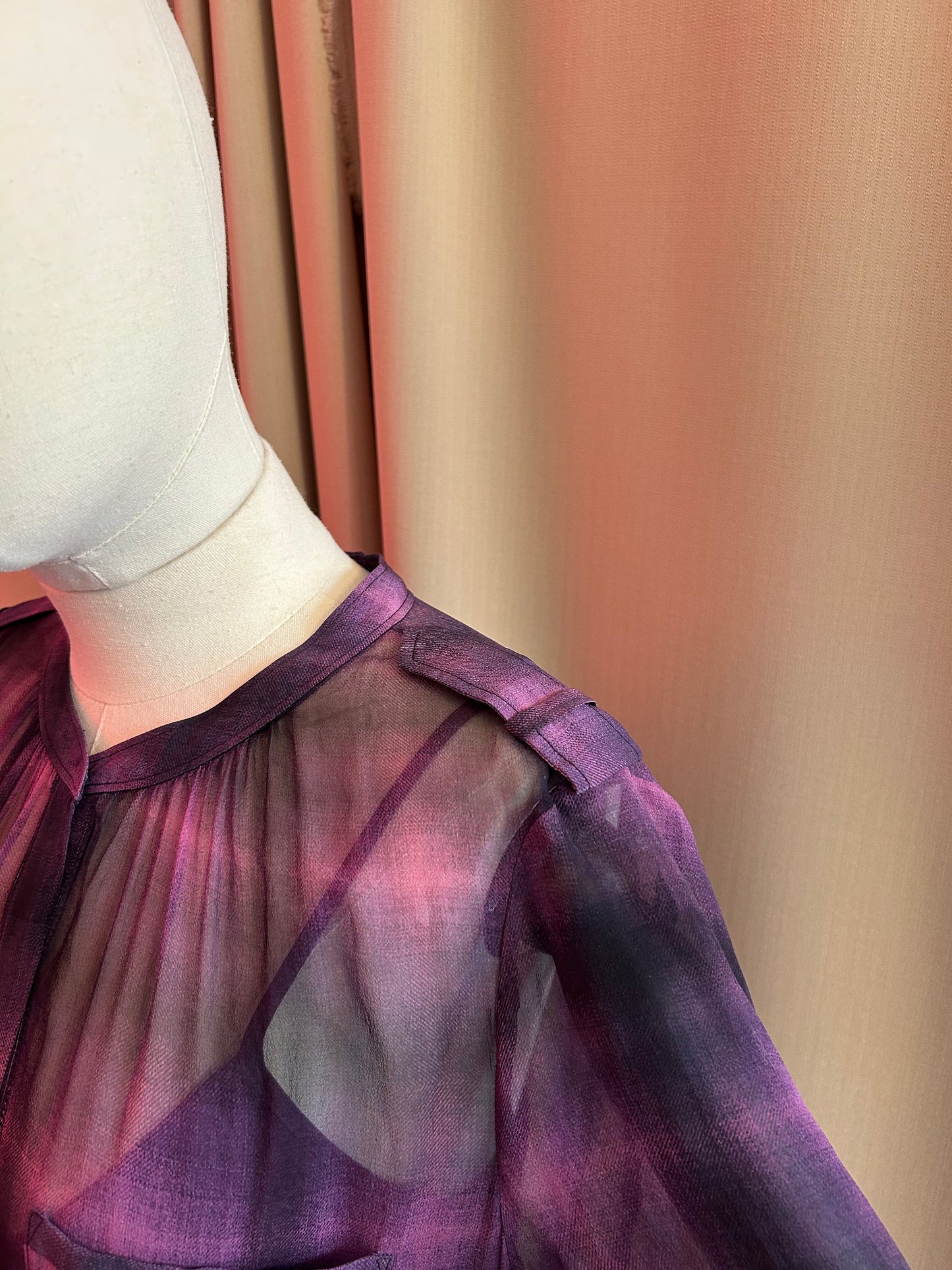 Purple Plaid Silk Dress