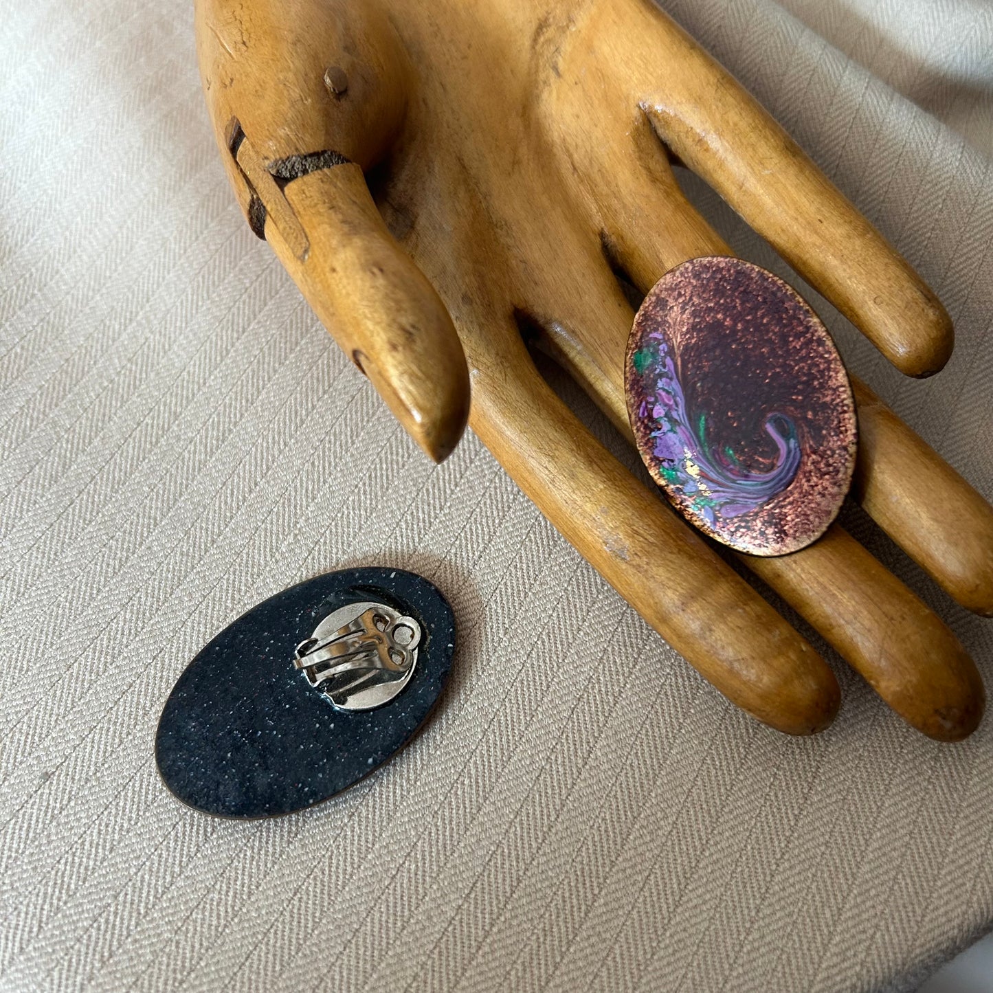 Purple Swirled Enamel Clip On