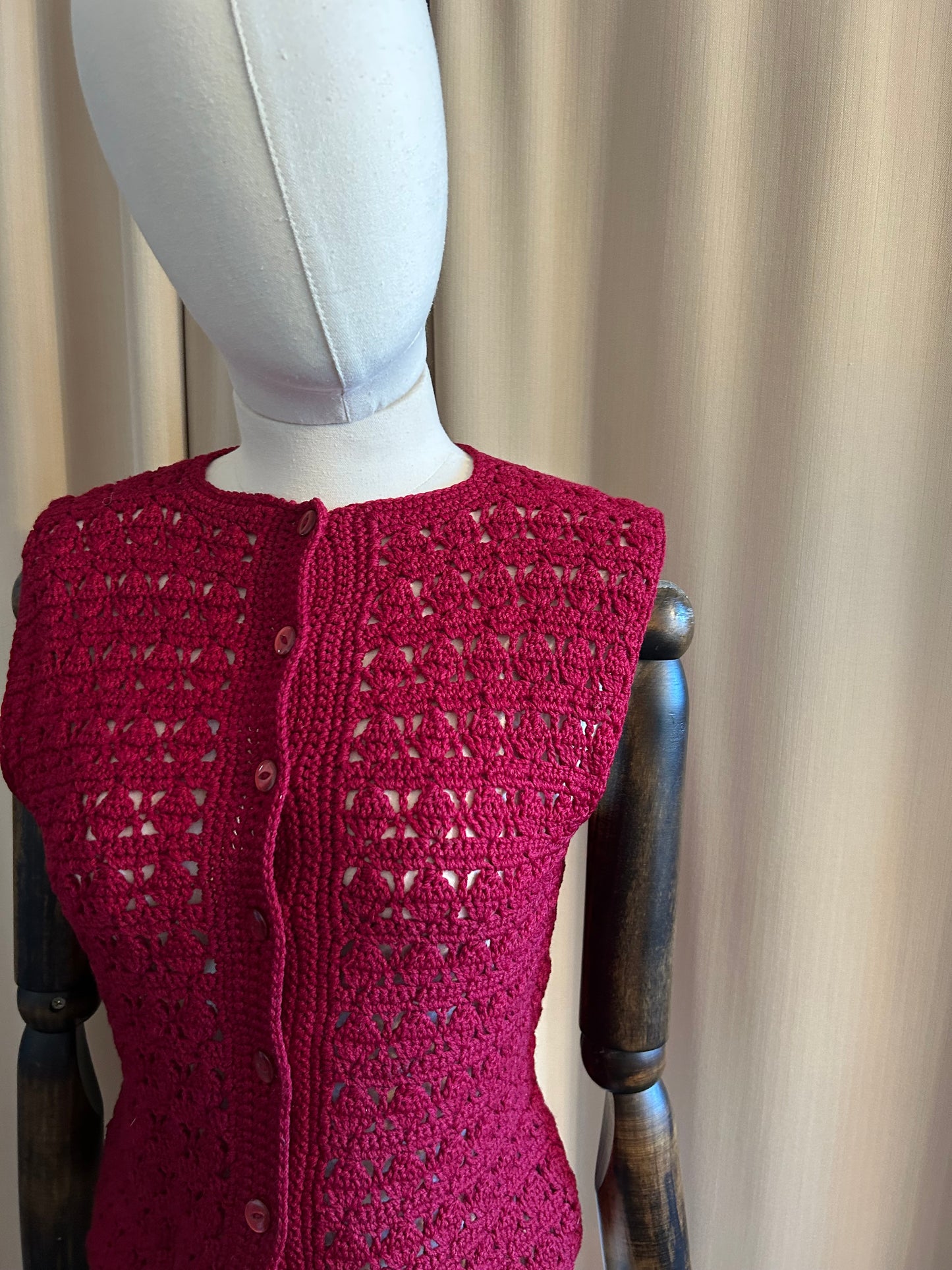 Burgundy Handknit Waistcoat Vest