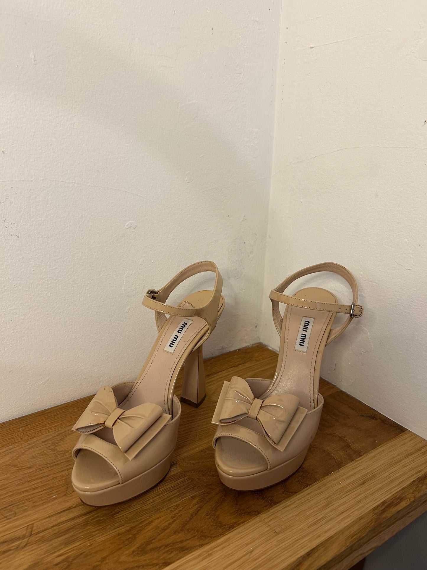Miu Miu Patent Nude Platform Heels