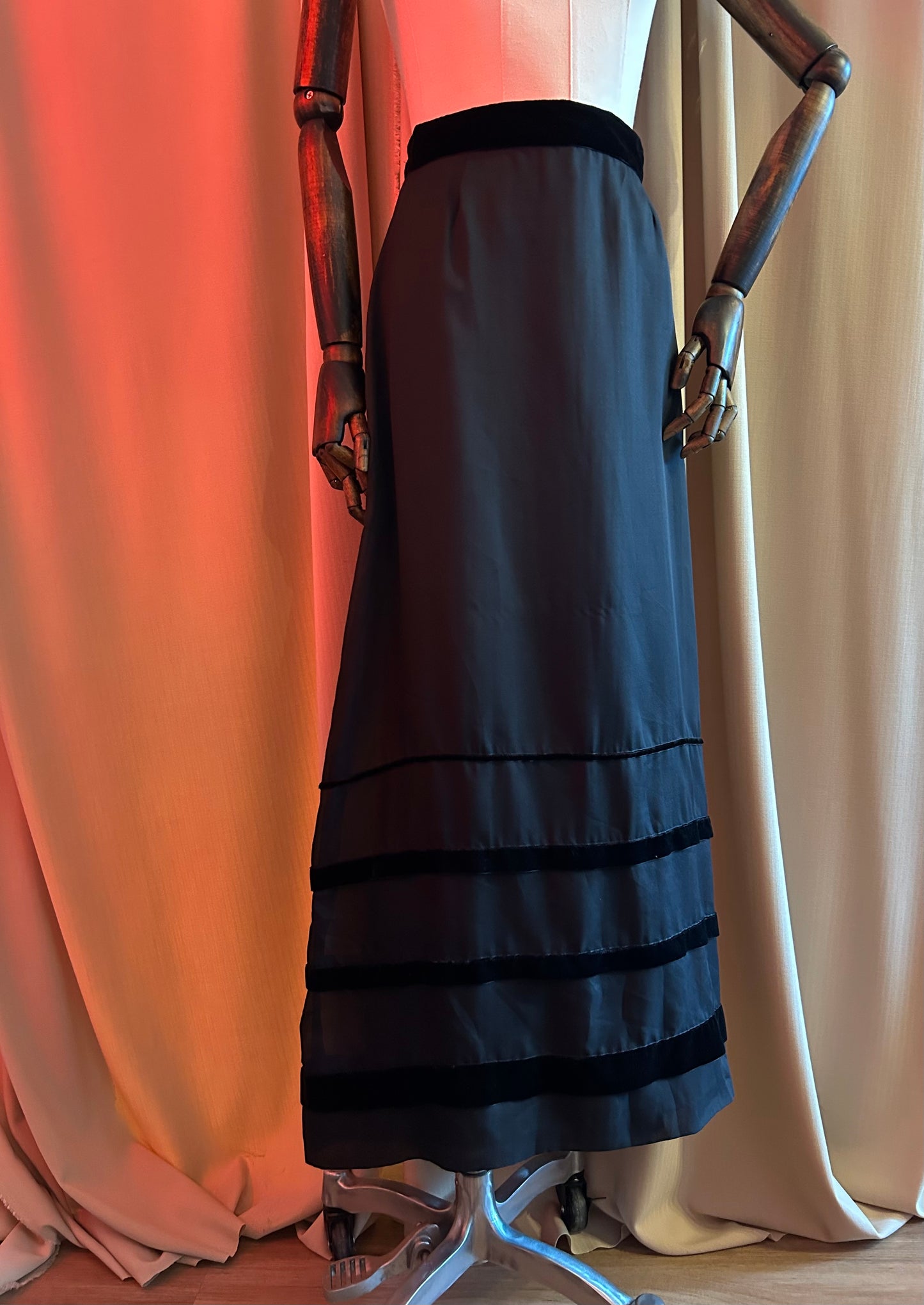 Black Skirt With Velvet Stripes