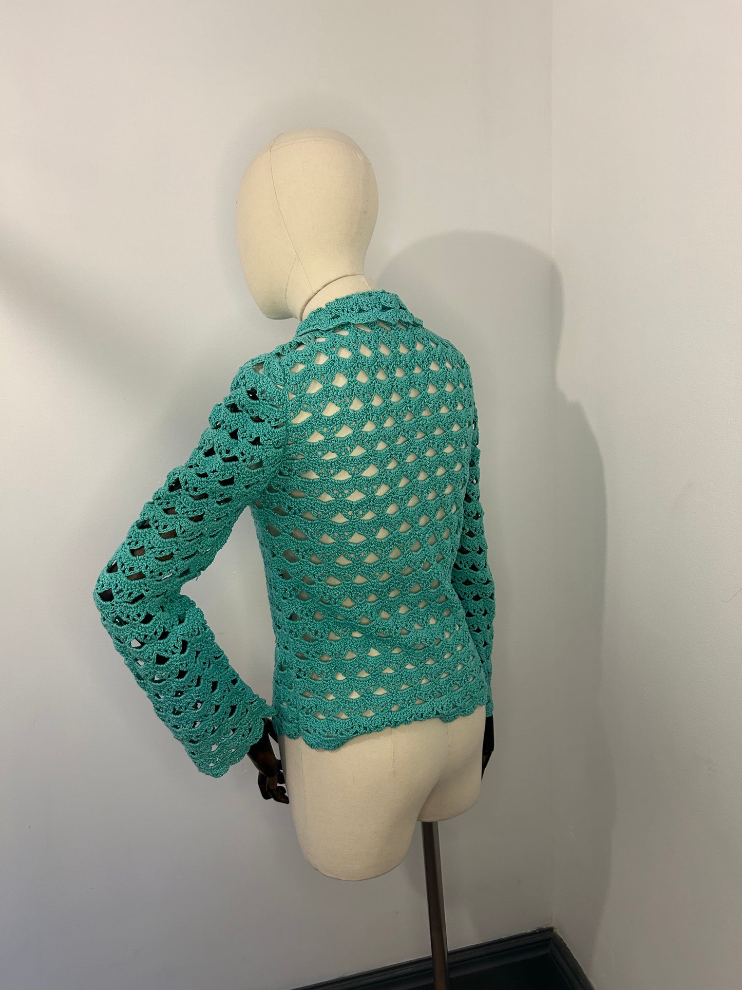Teal crochet cardigan