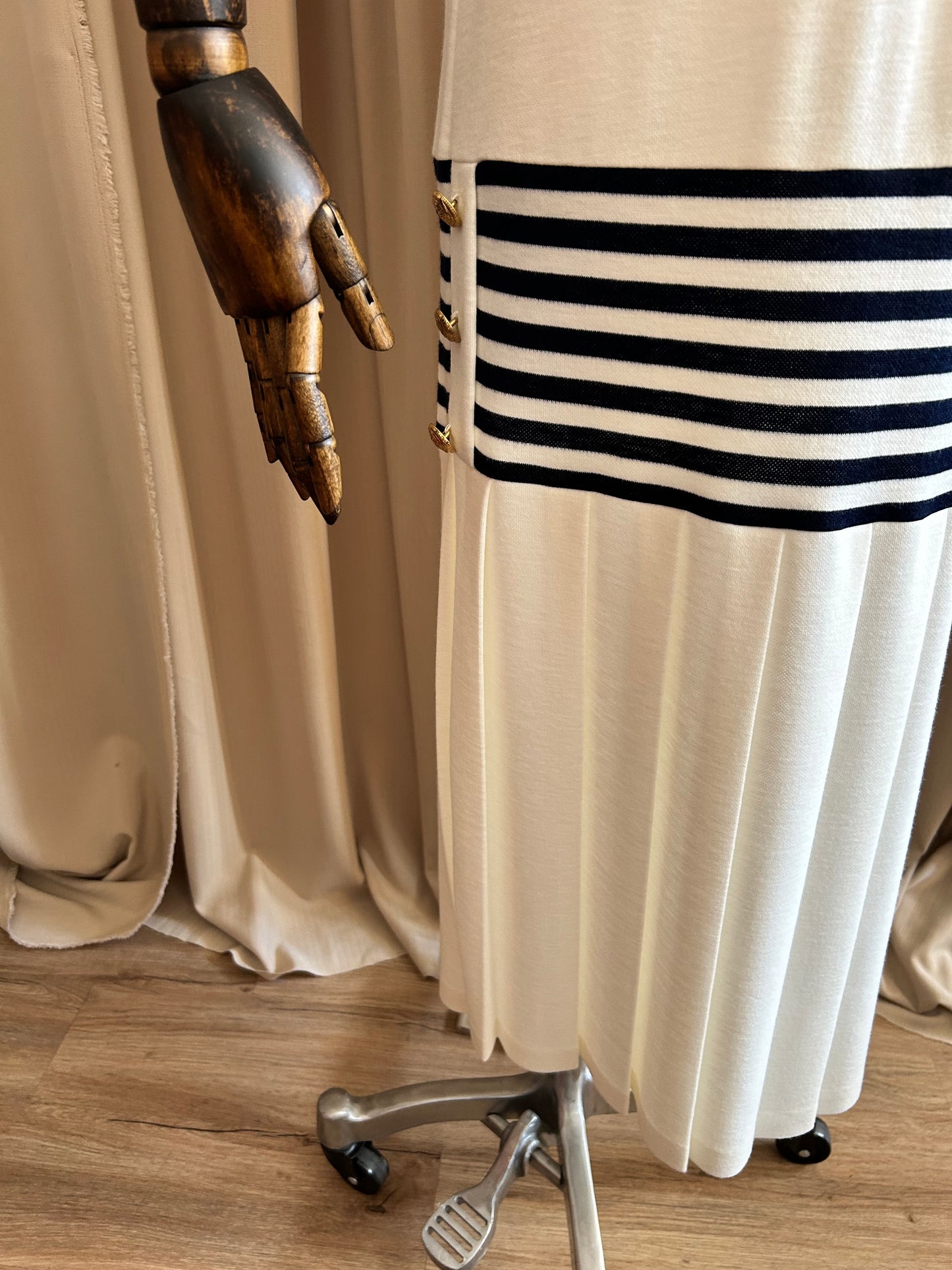 White and Navy Casual Dress