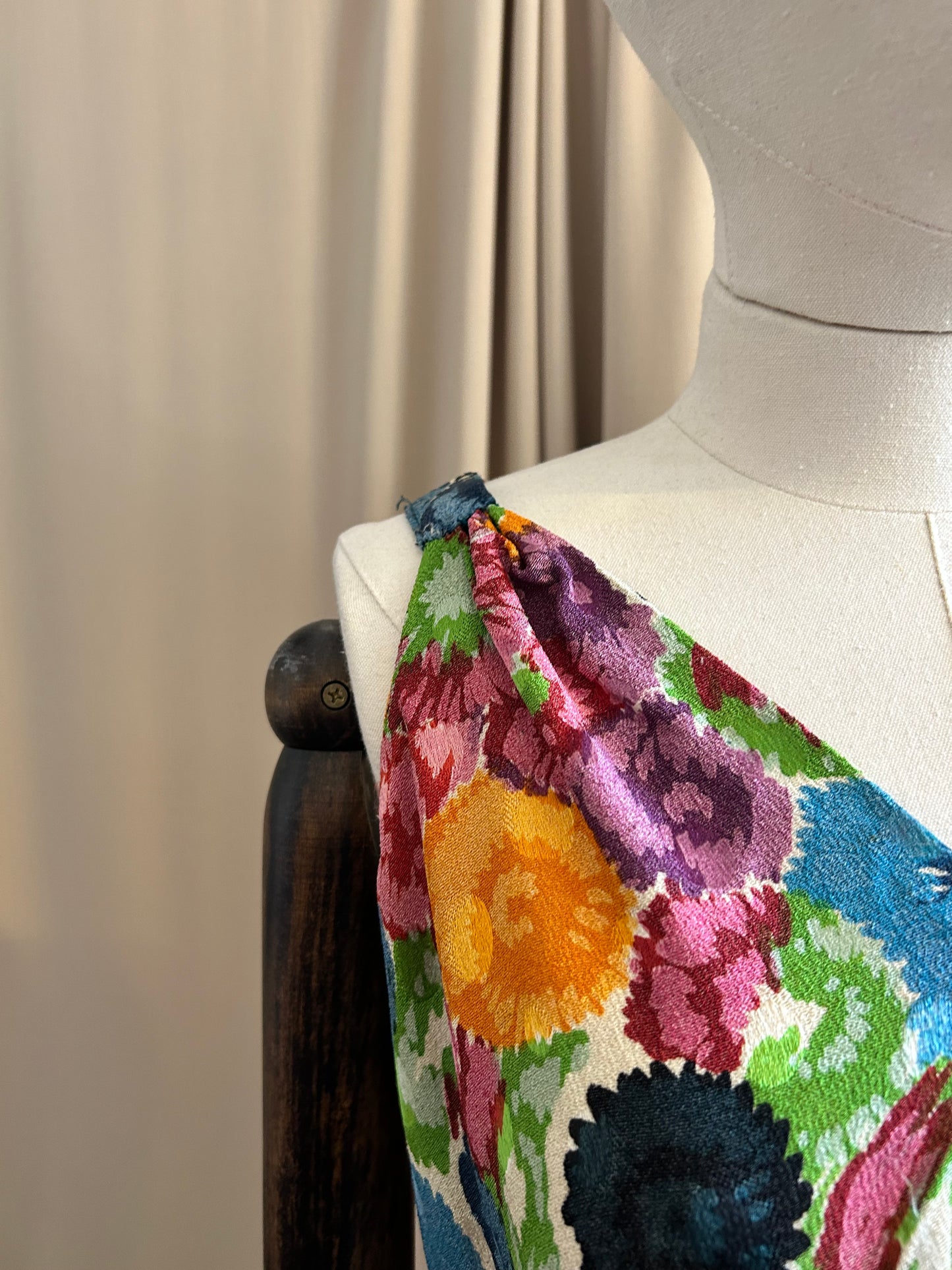 30s Bias Cut Printed Jacquard Dress