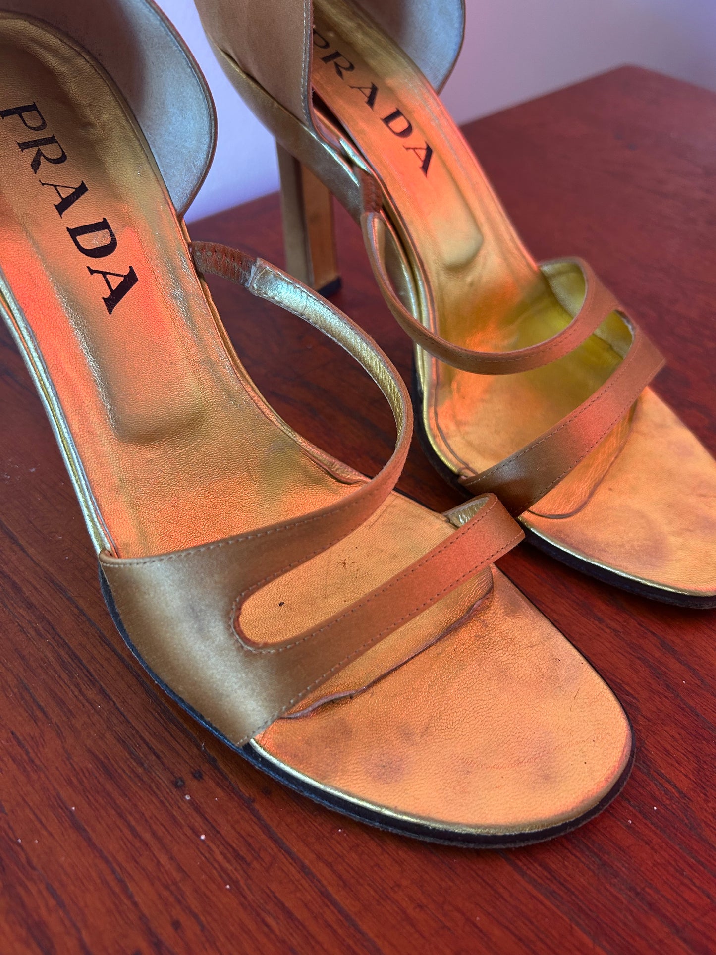 90s Prada Gold Heels
