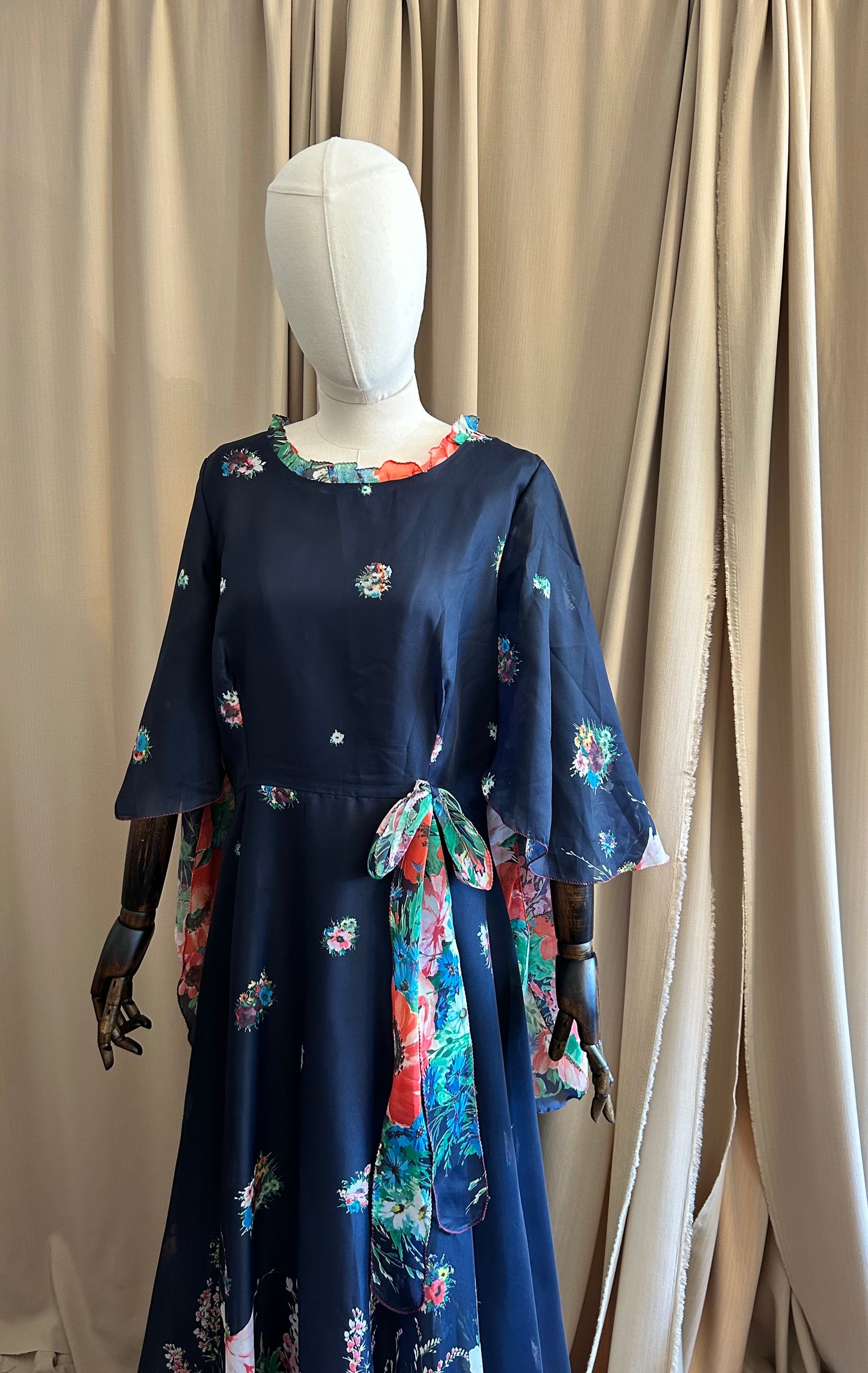 Floral Angel Sleeve Maxi Dress