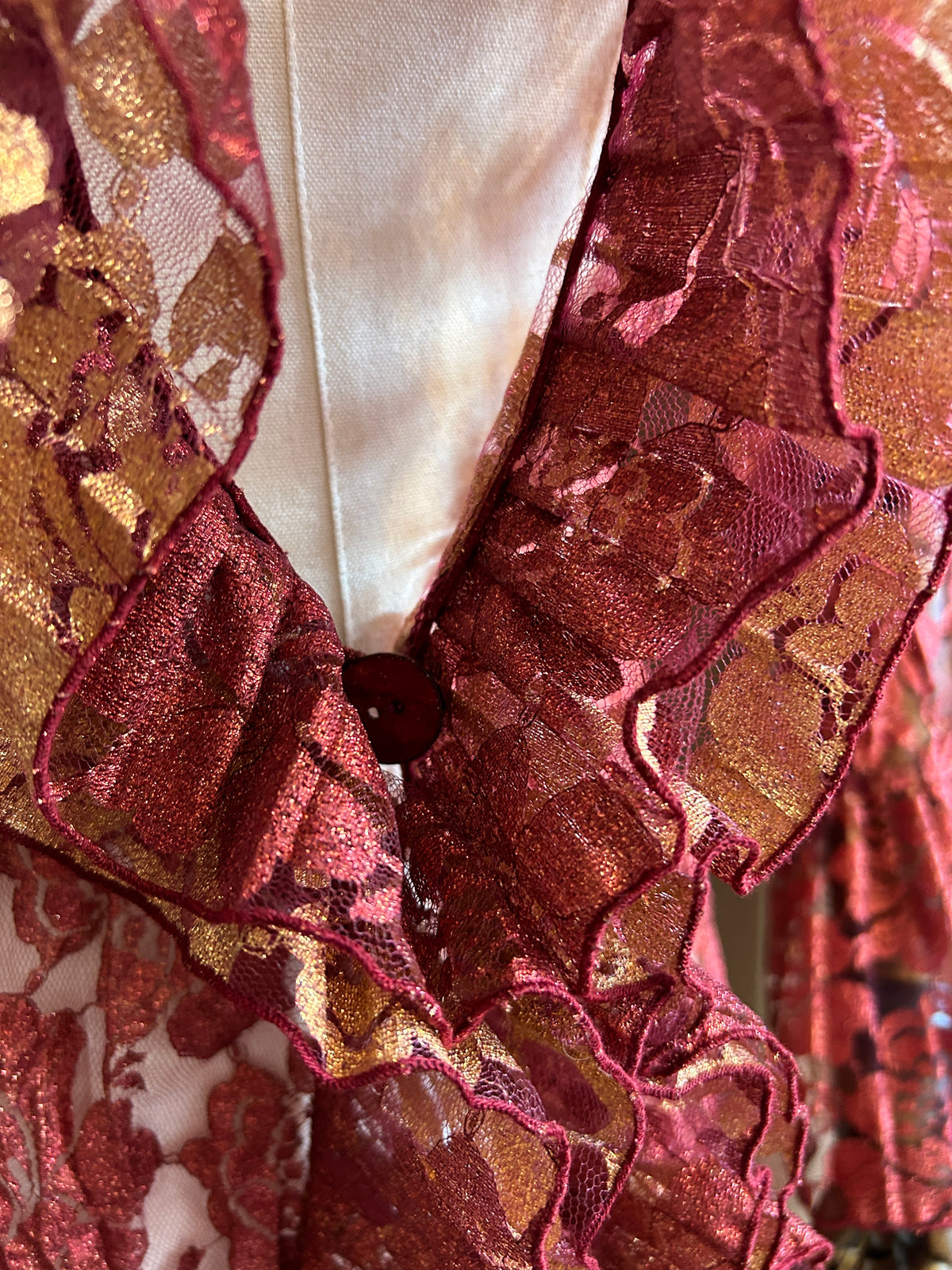 Red and Gold Lace Cardigan