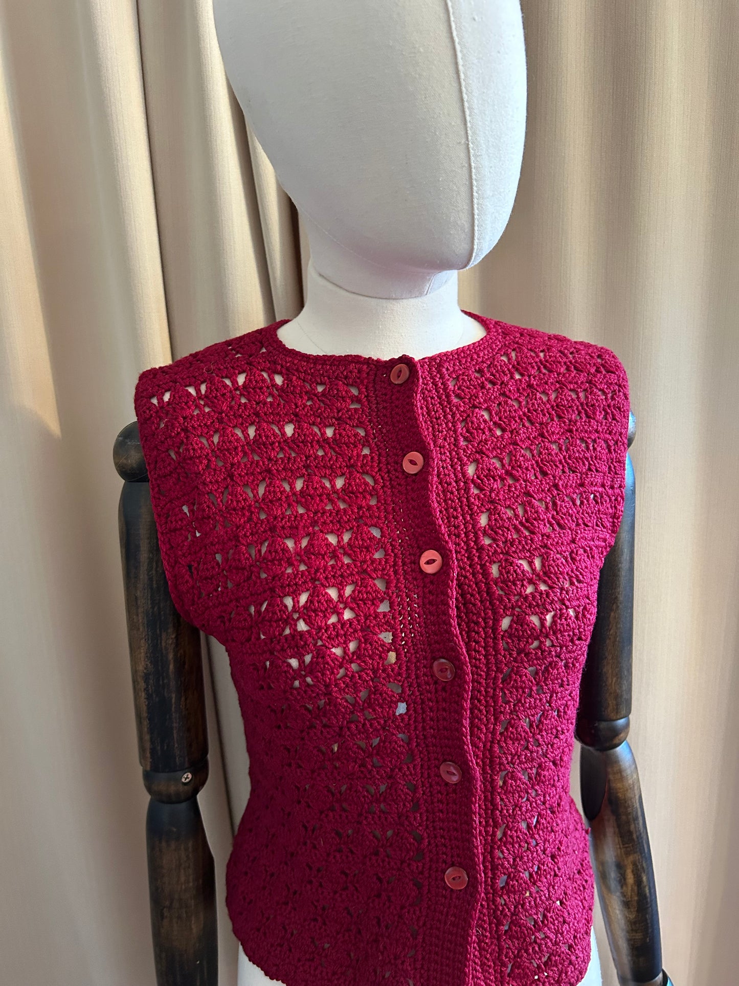 Burgundy Handknit Waistcoat Vest