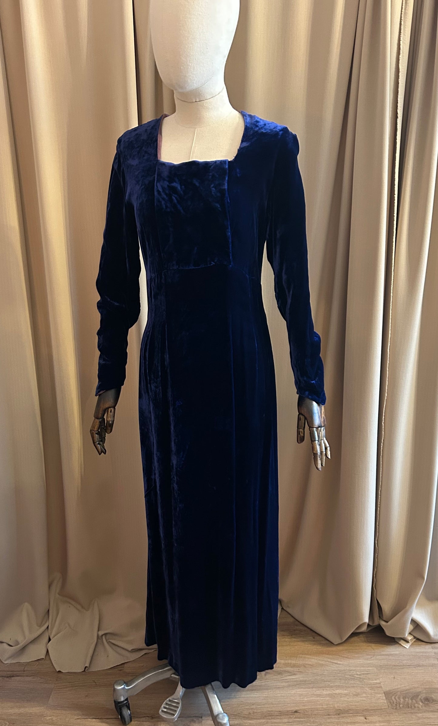 Blue Silk Velvet Gown