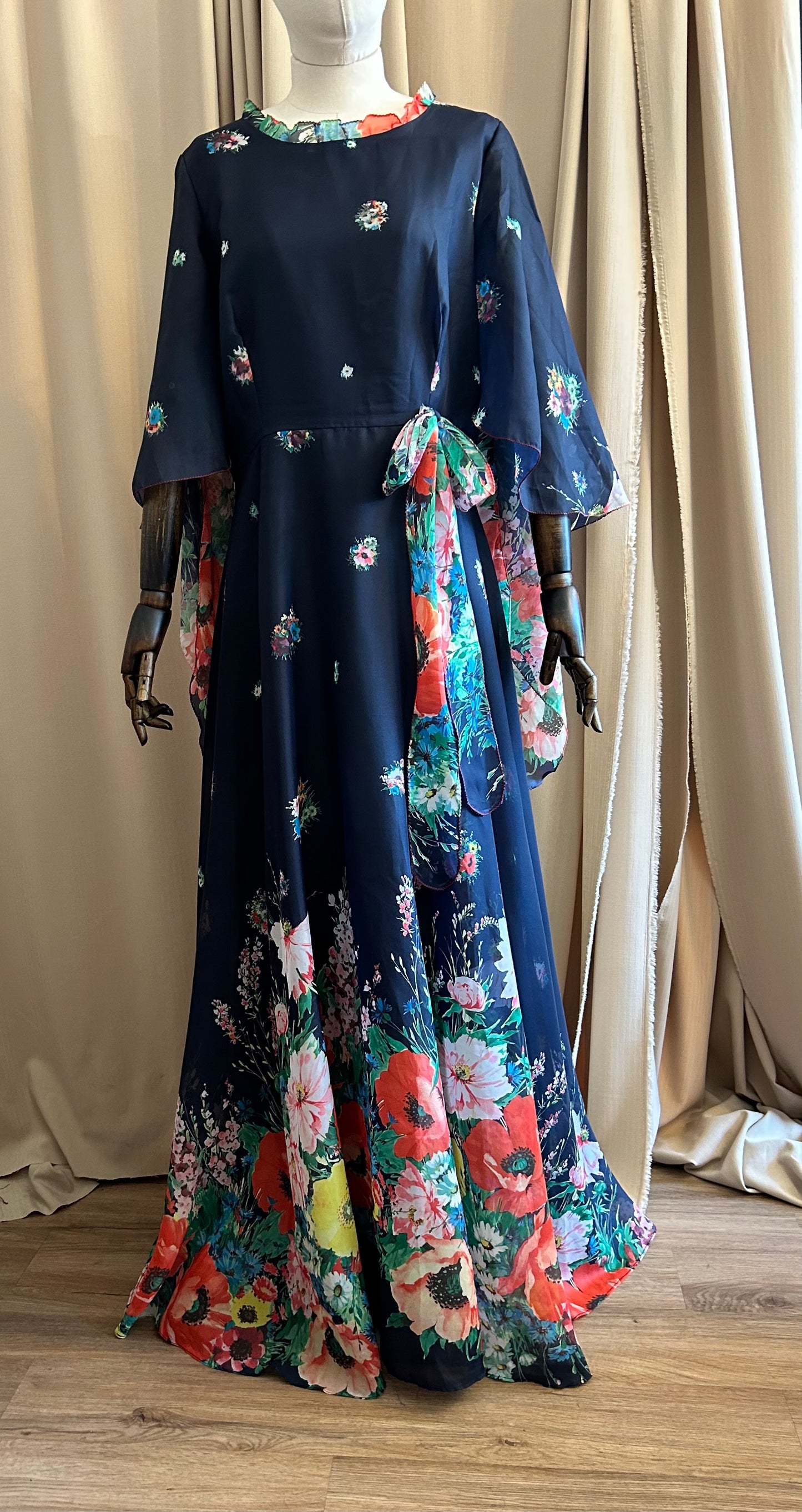 Floral Angel Sleeve Maxi Dress