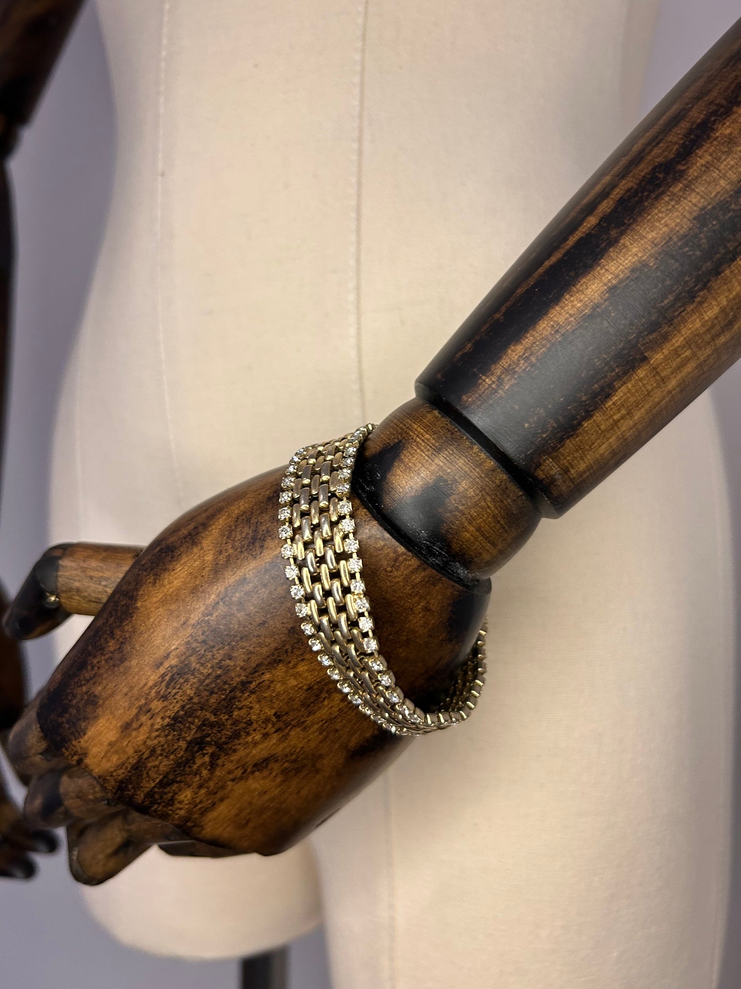 Gold Tone Chain and Diamanté Bracelet