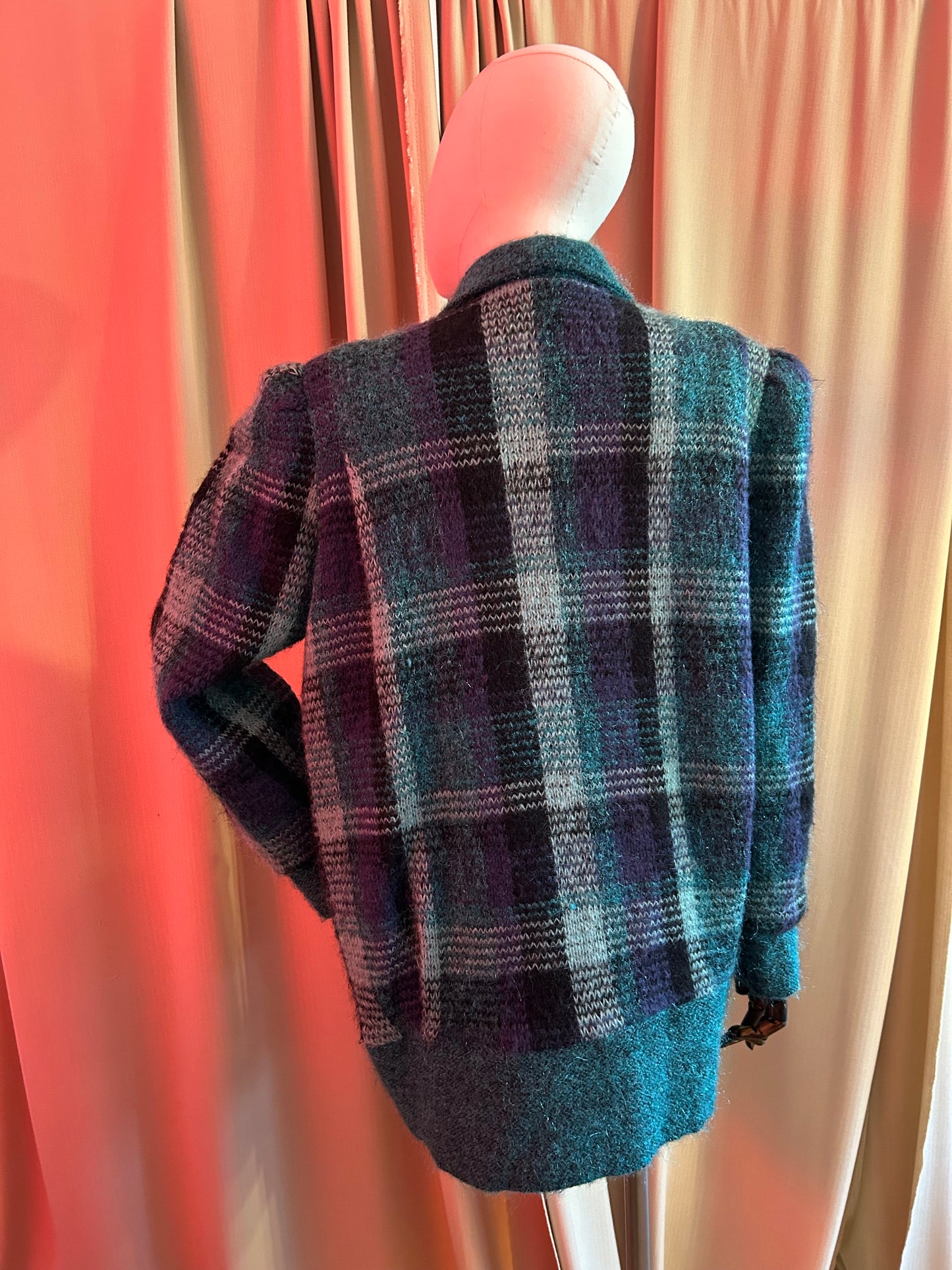 Blue Check Mohair Cardigan