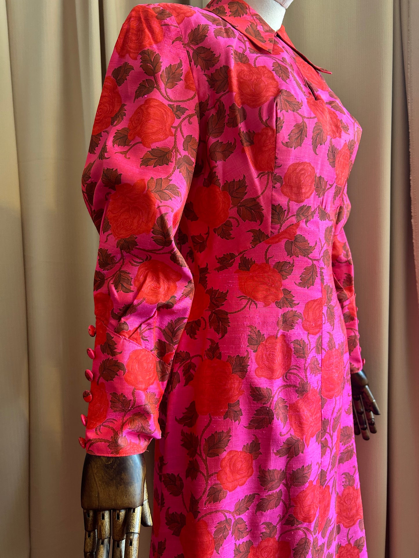 Raw Silk Printed Dress
