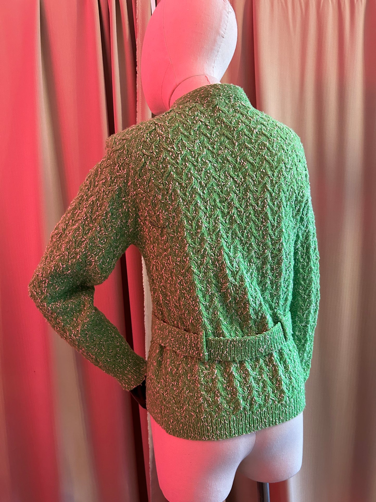 Bright Green Hand Knitted Cardigan