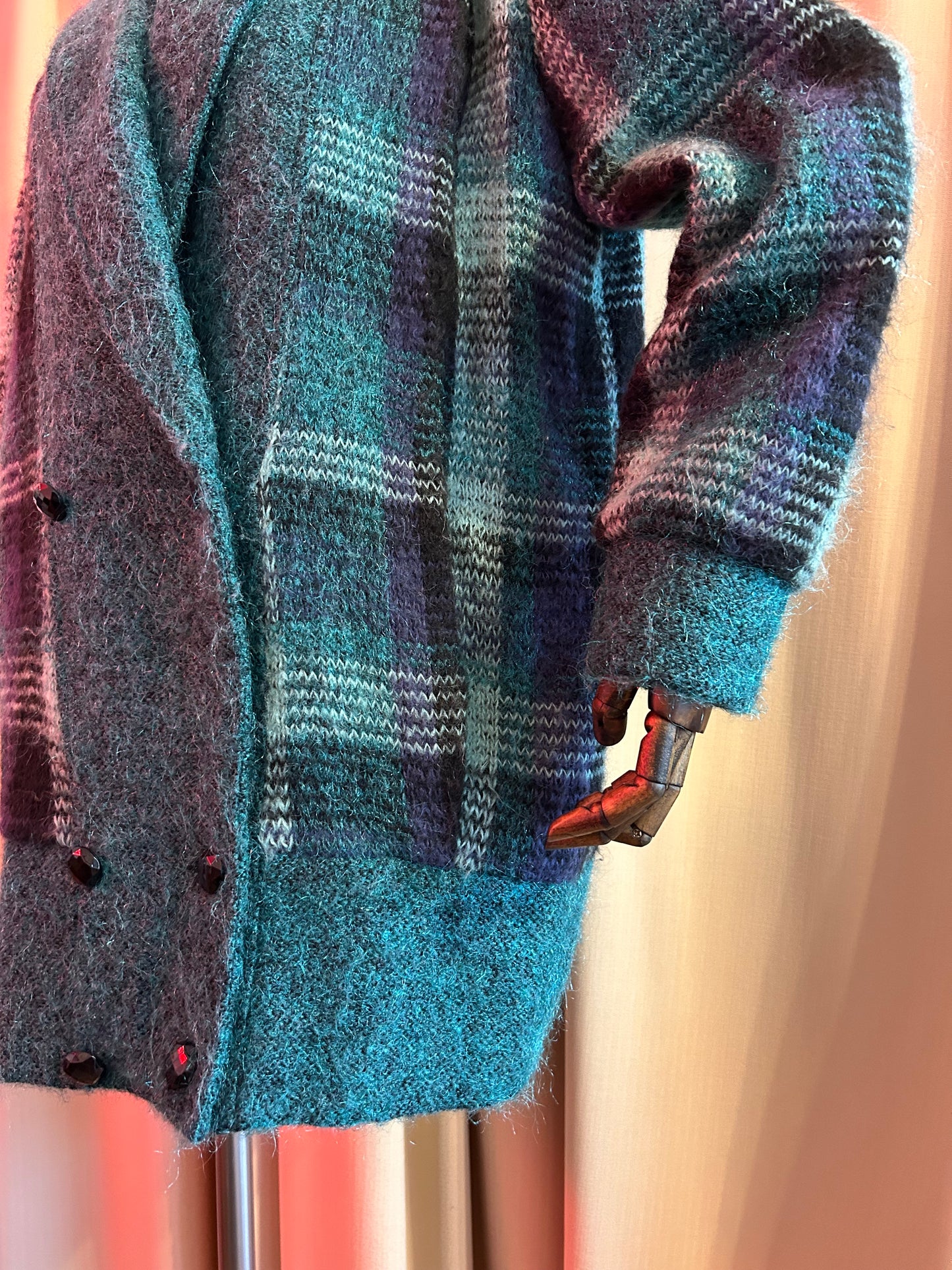 Blue Check Mohair Cardigan