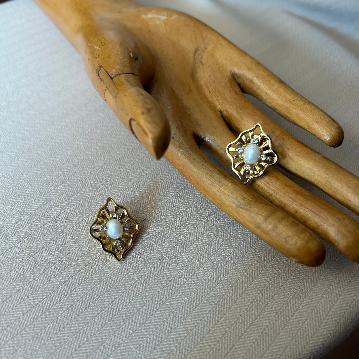 Gold and Faux Pearl Clip Ons