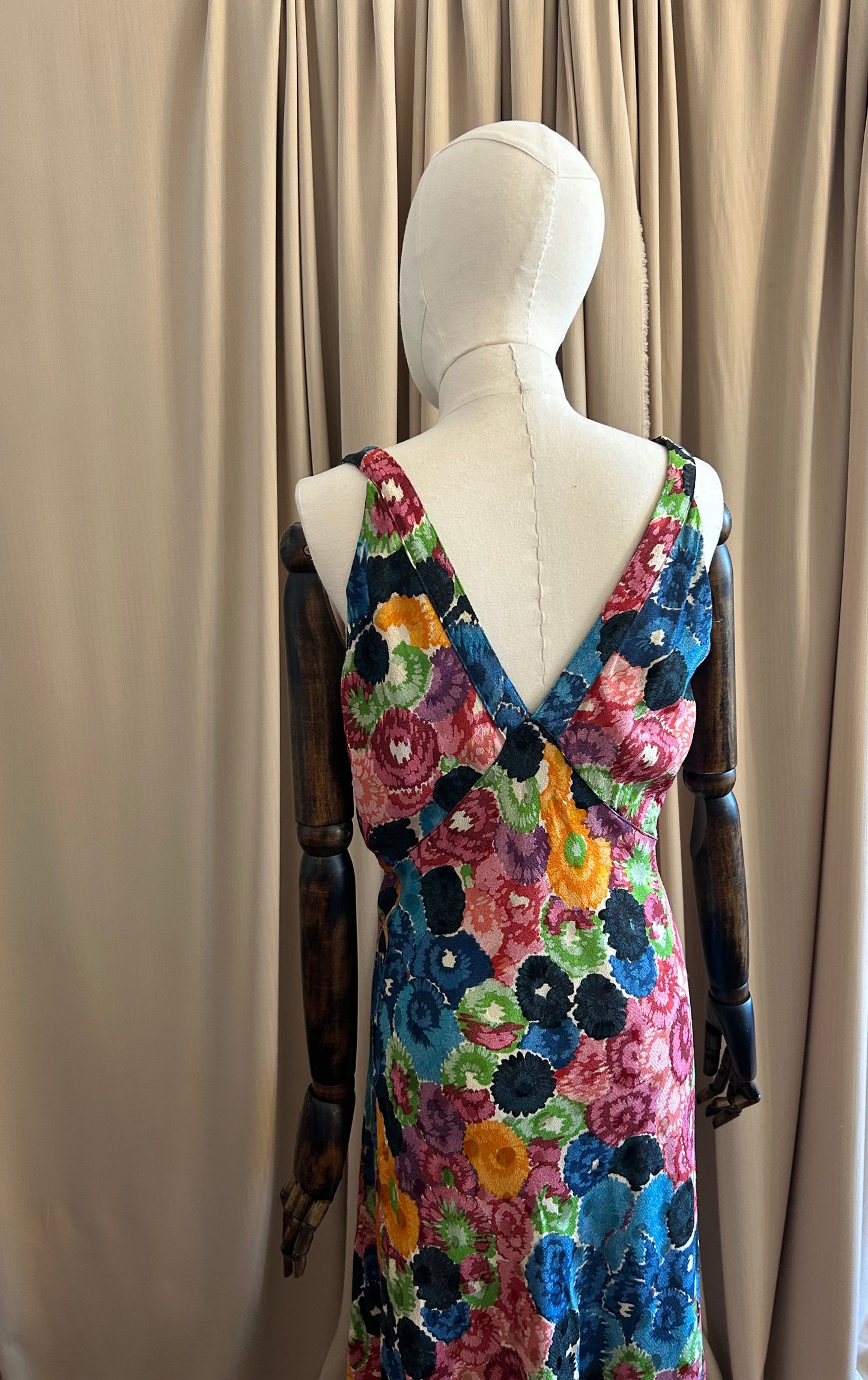 30s Bias Cut Printed Jacquard Dress