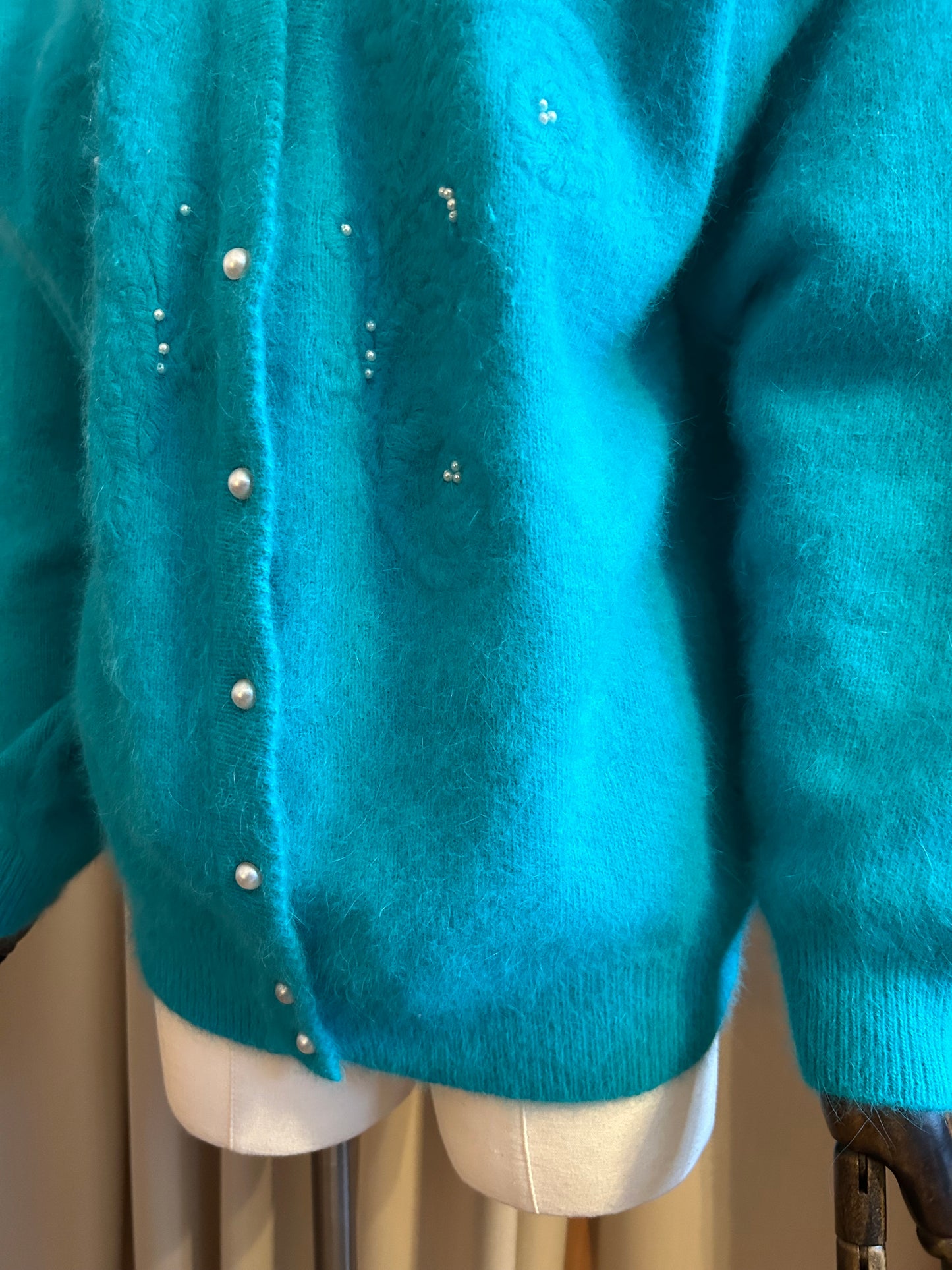 Turquoise Angora Cardigan