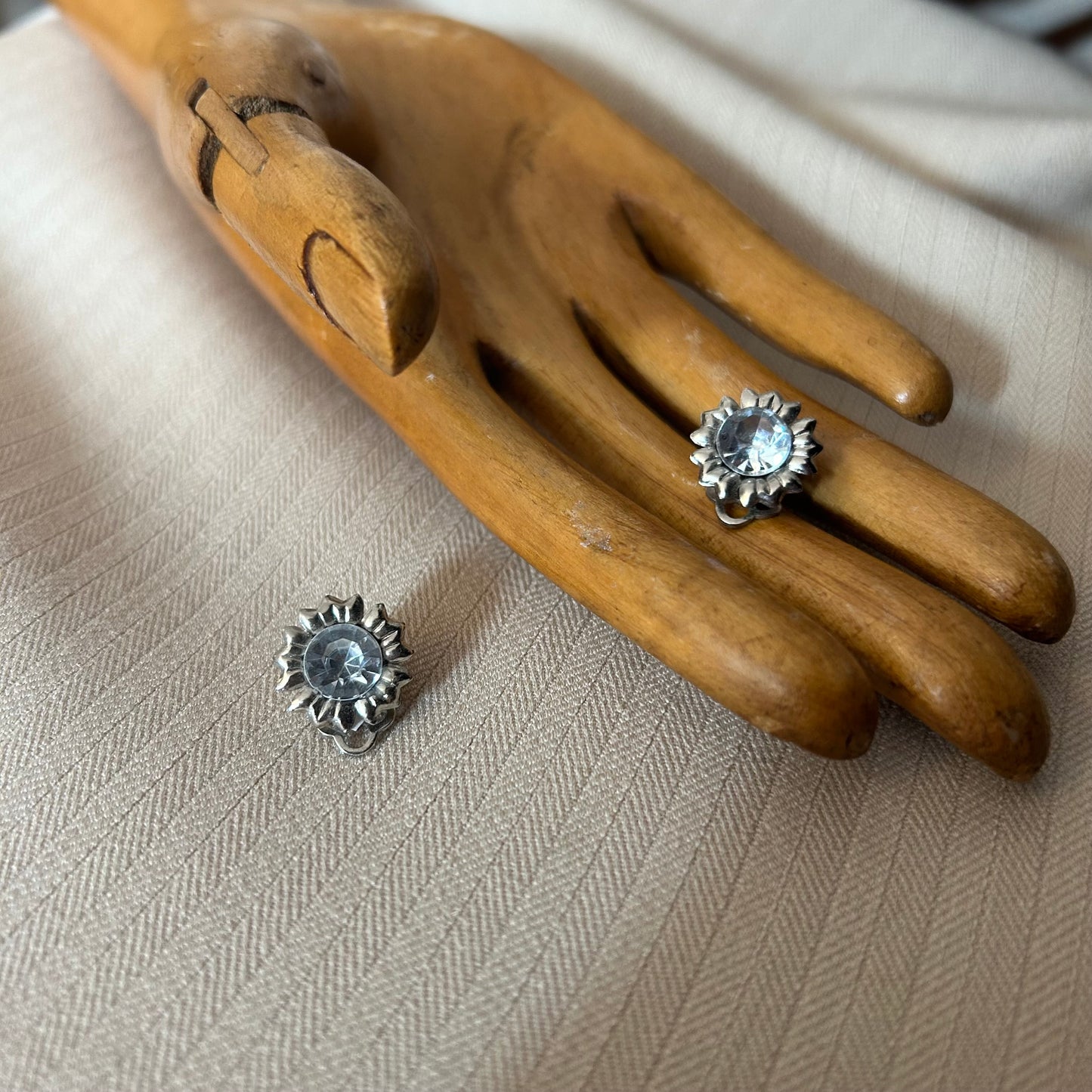 Rhinestone Flower Clip On