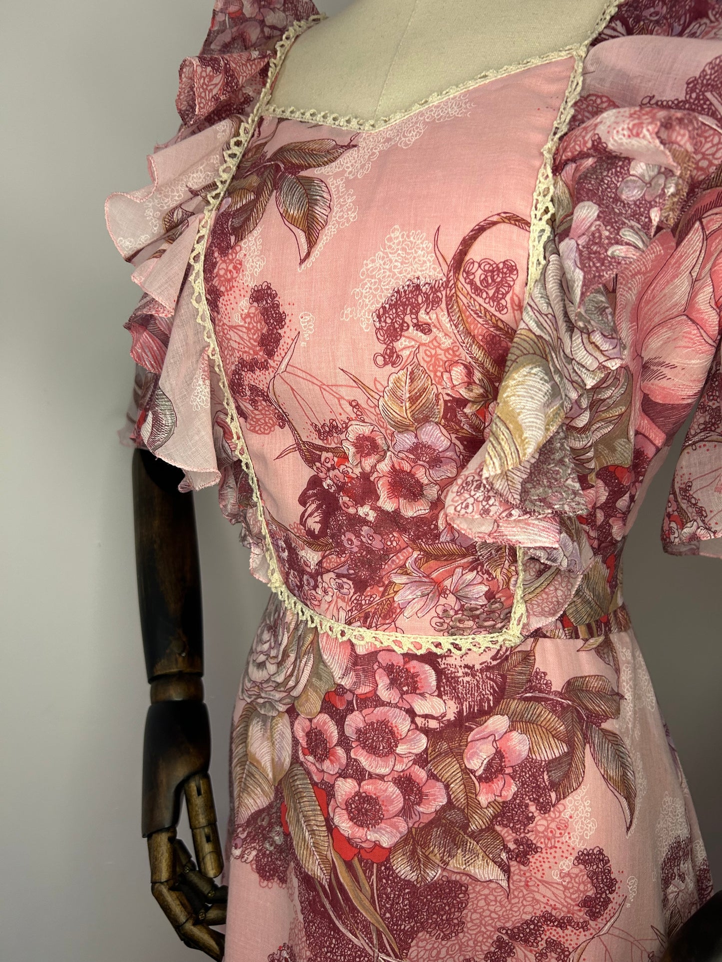 Pink floral angel sleeve dress