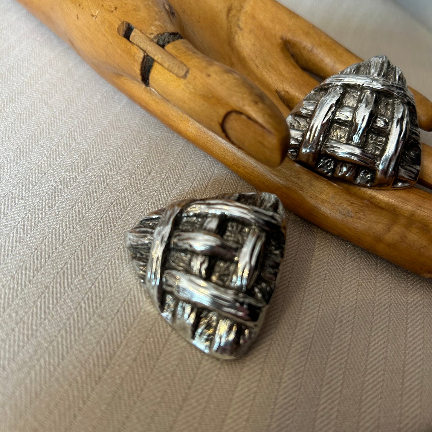 Silver Tone Lattice Clip Ons