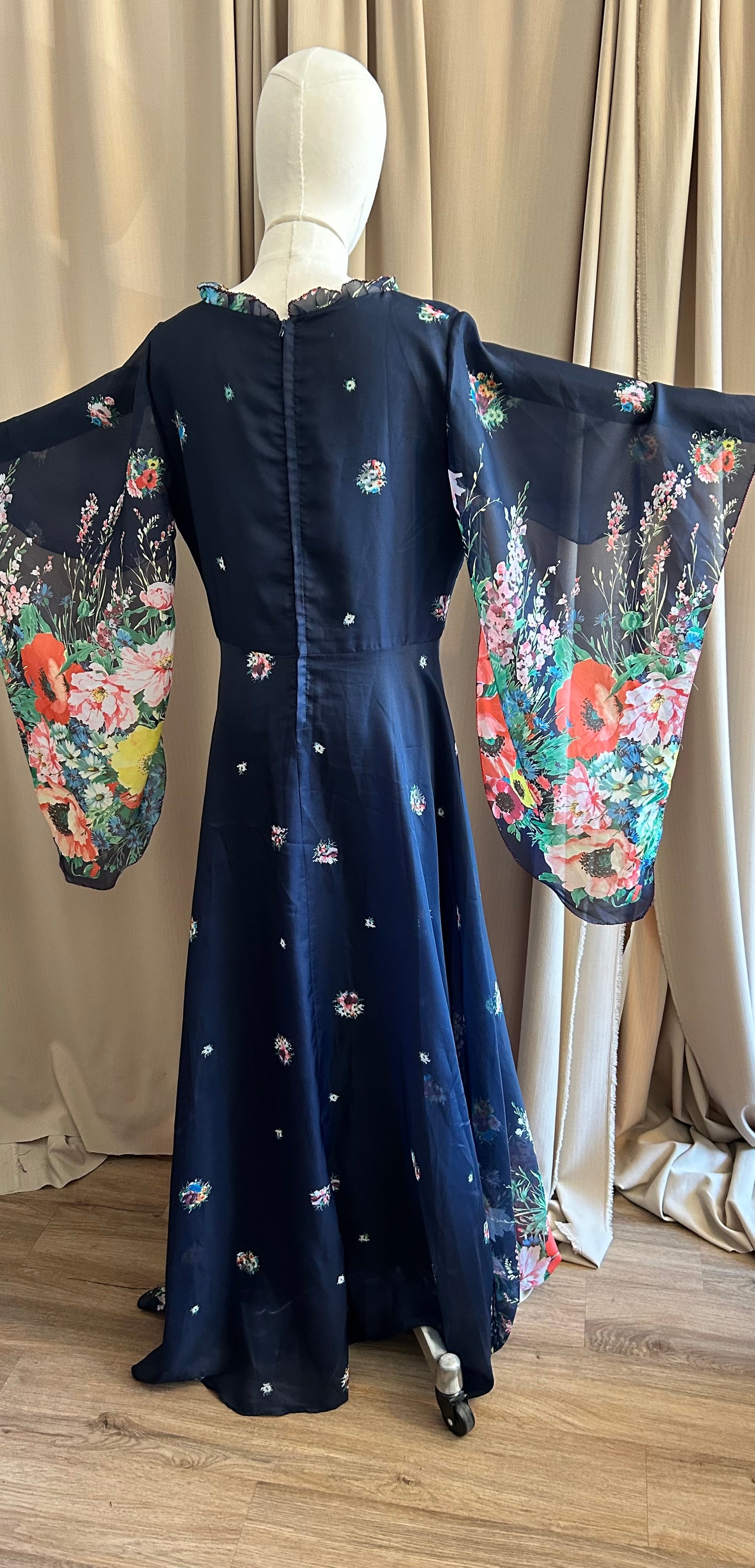 Floral Angel Sleeve Maxi Dress
