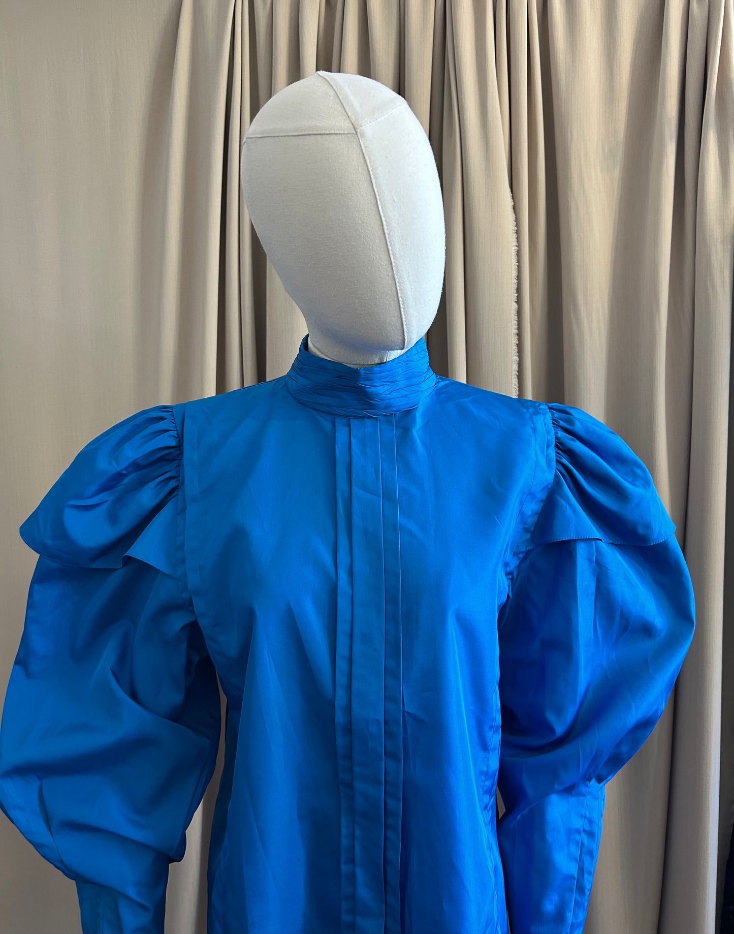 Electric Blue Balloon Sleeve Blouse