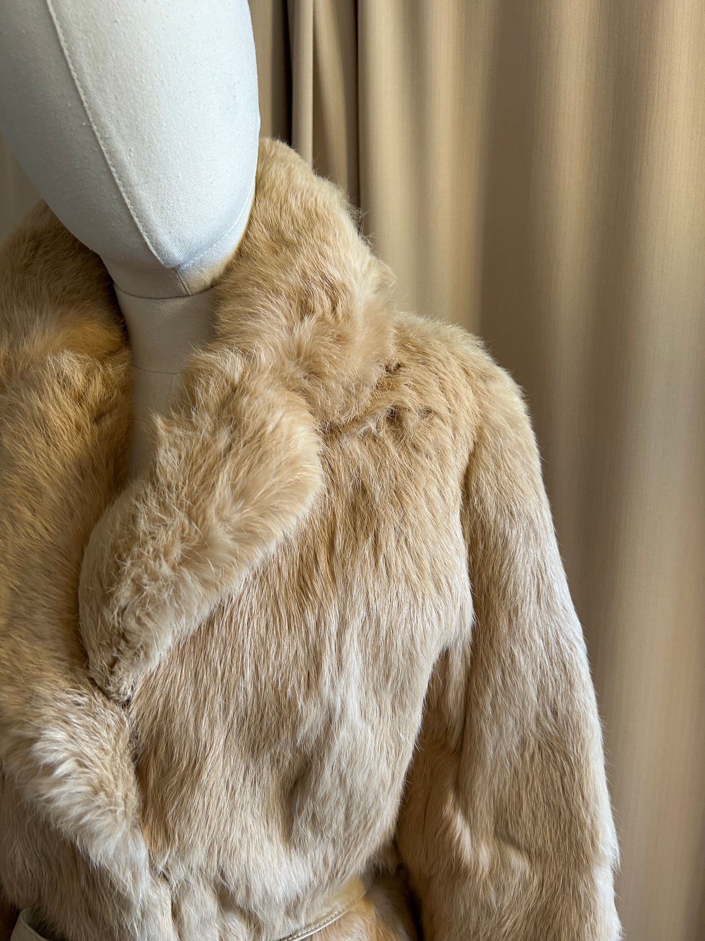 Belted Rabbit Fur Coat