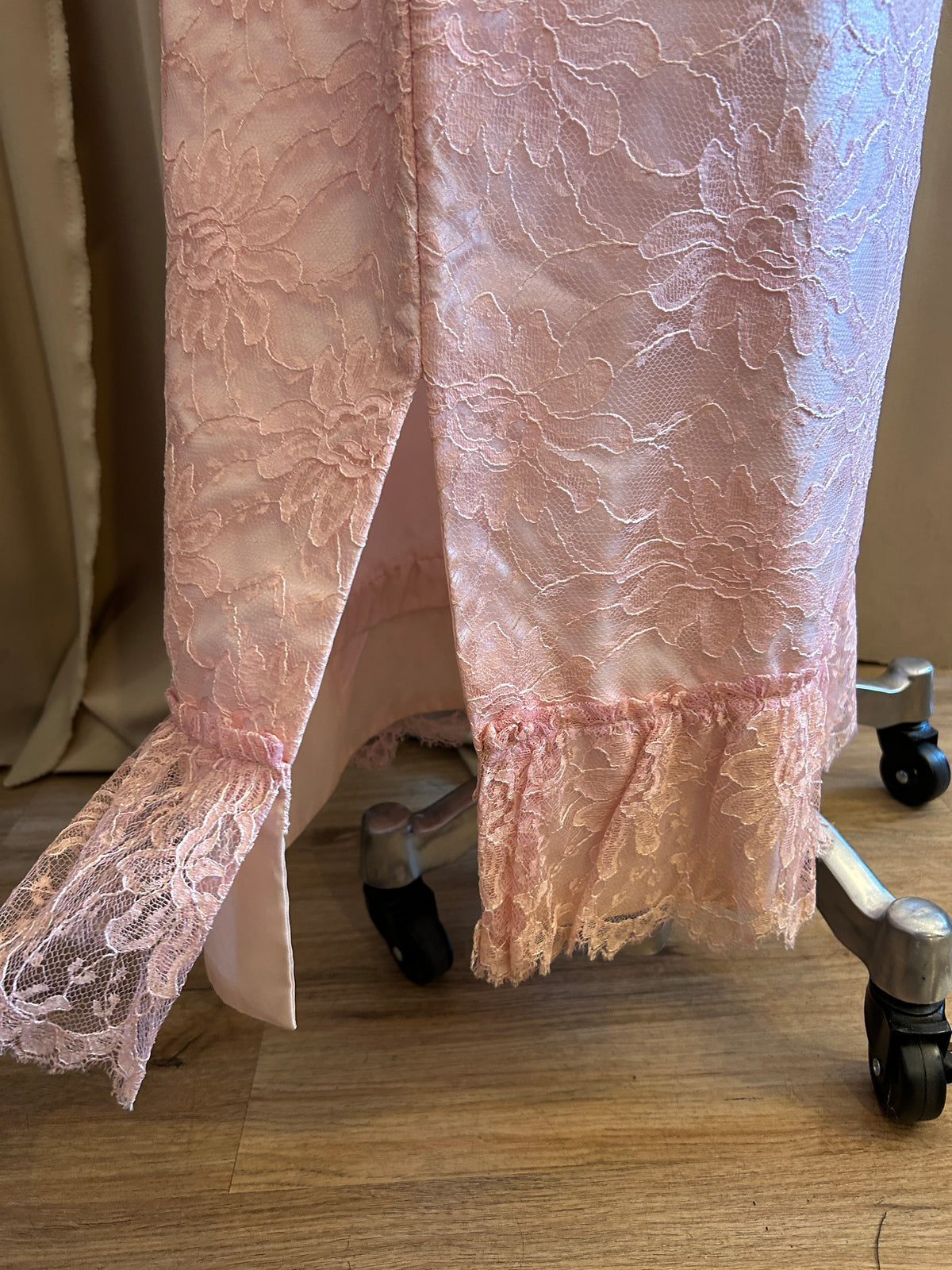 60s Baby Pink Lace Gown