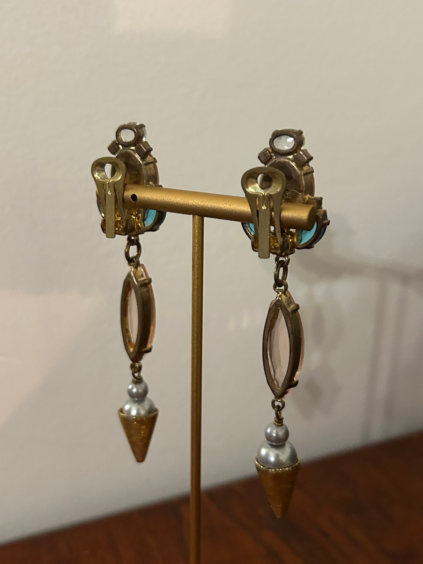 Long Beaded Clip On Earrings