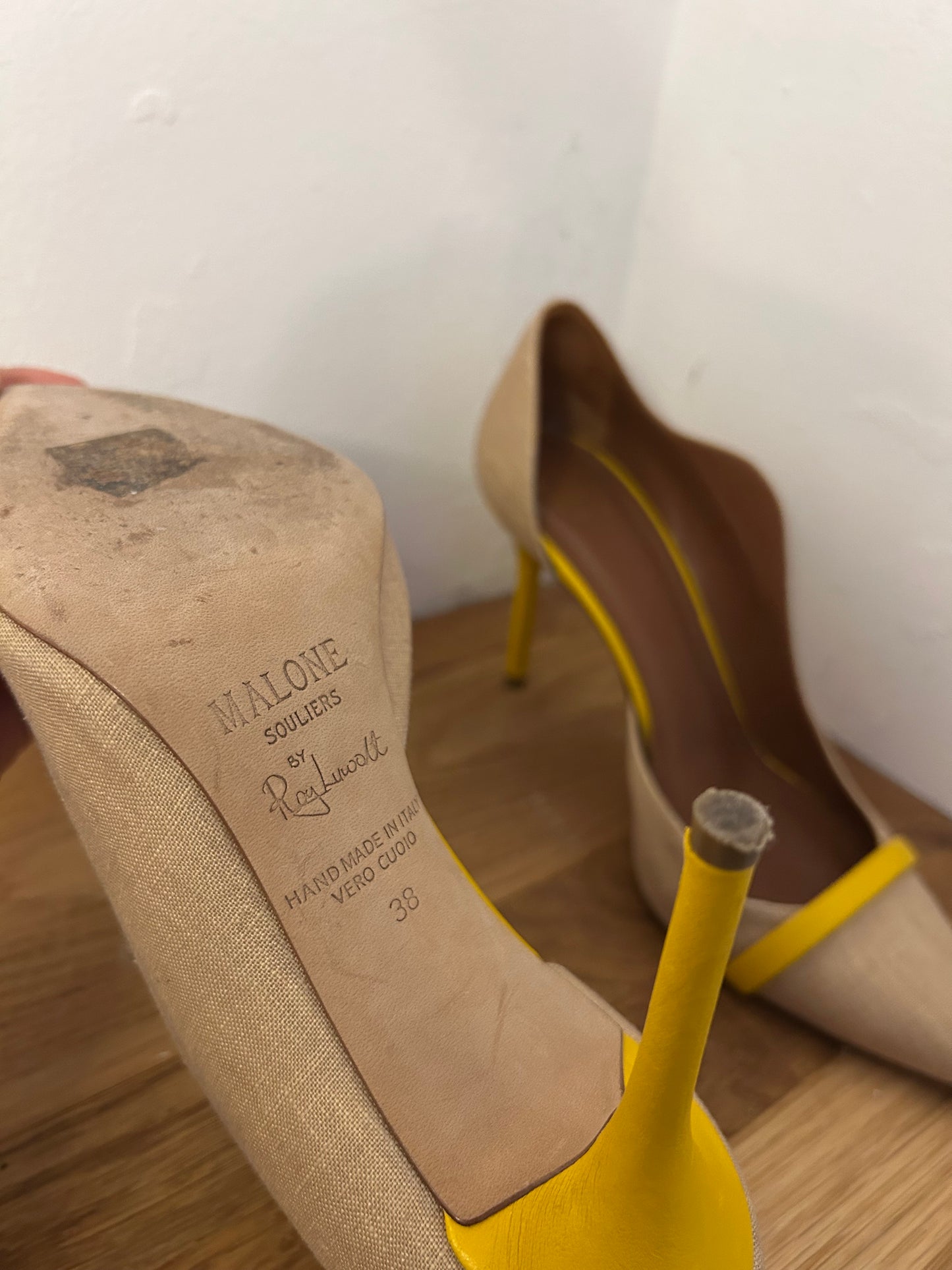 Malone Souliers Linen and Yellow