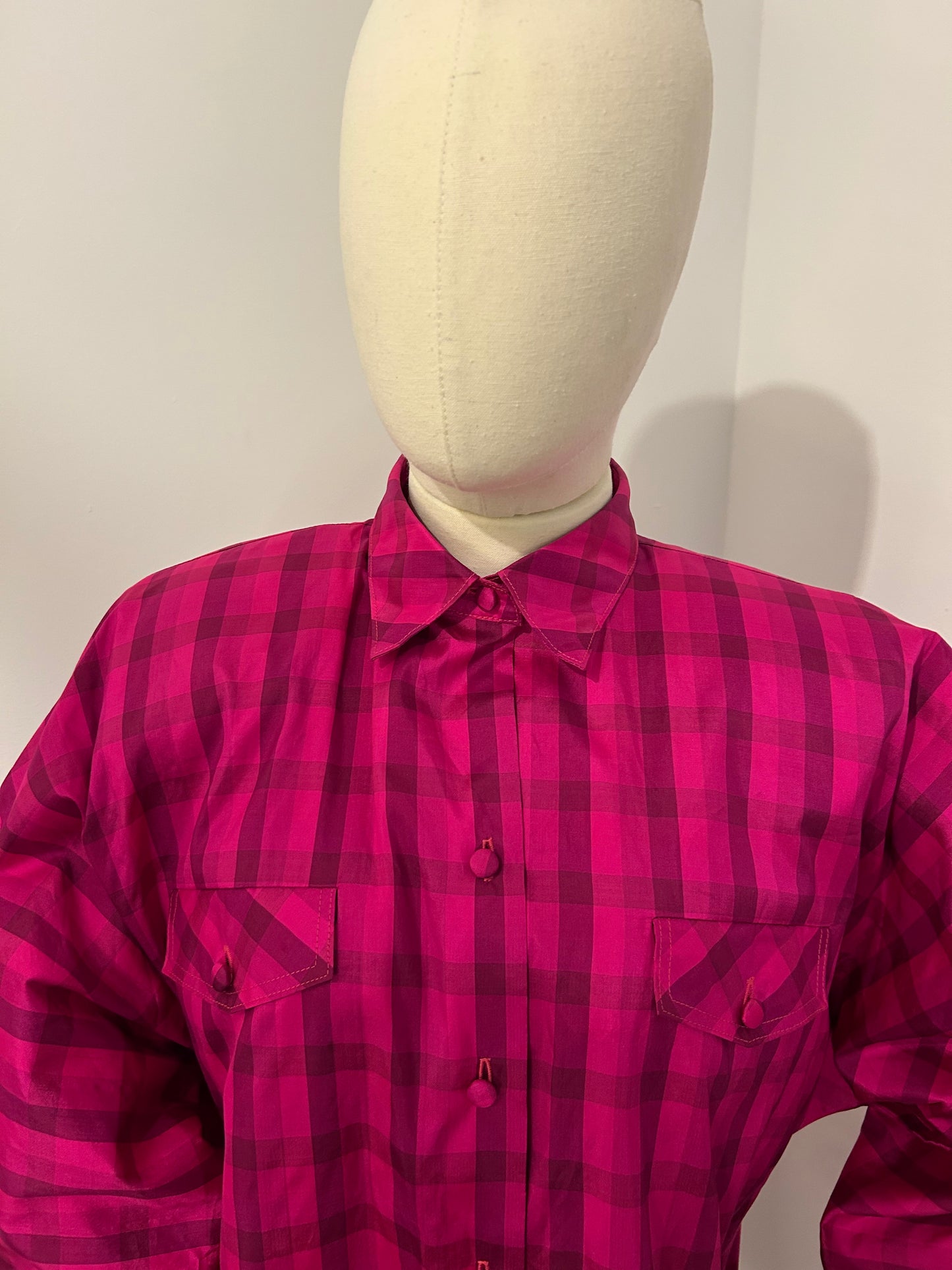 Pure Silk Pink Check Shirt