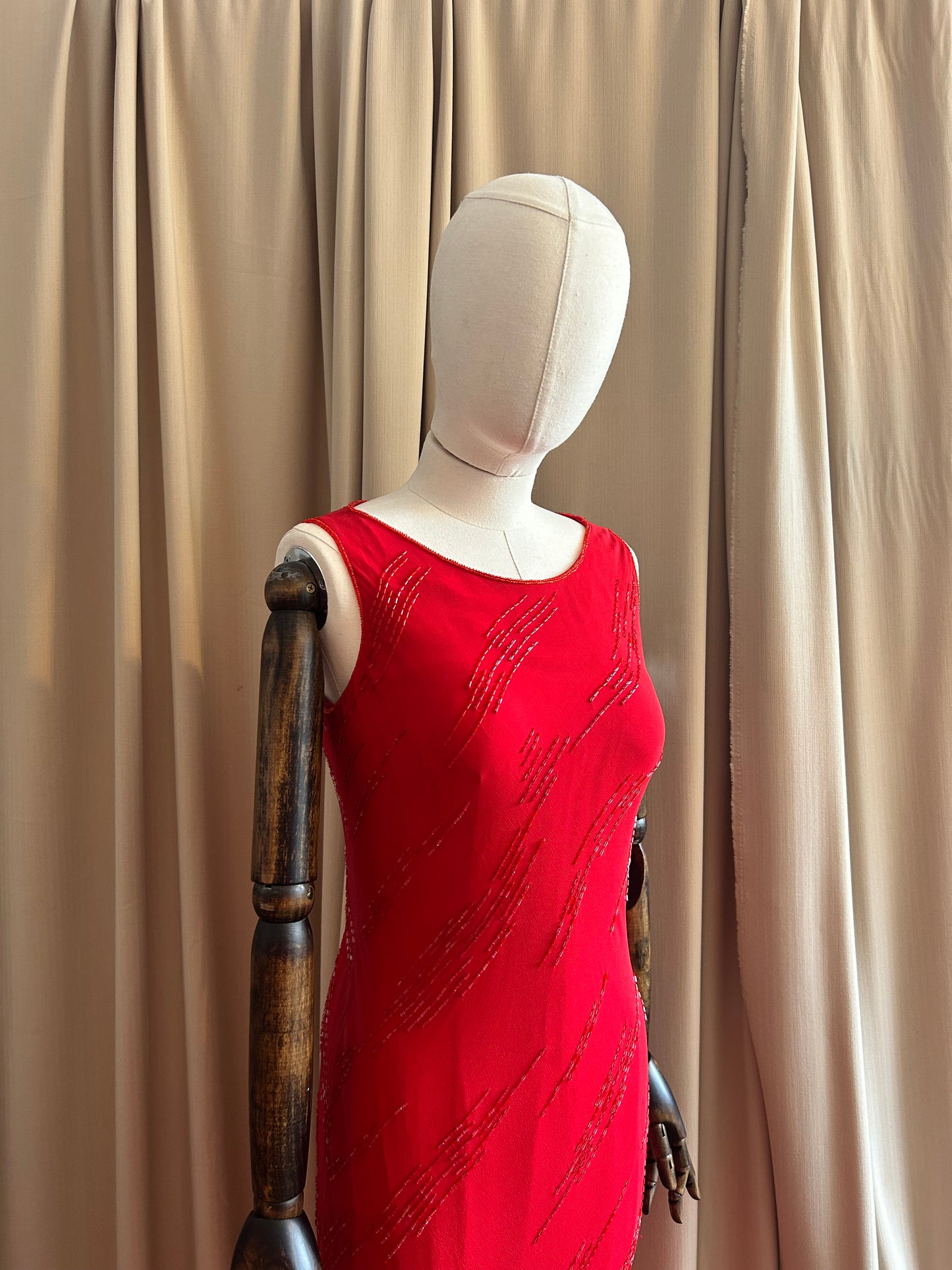 Silk Beaded Bias Gown
