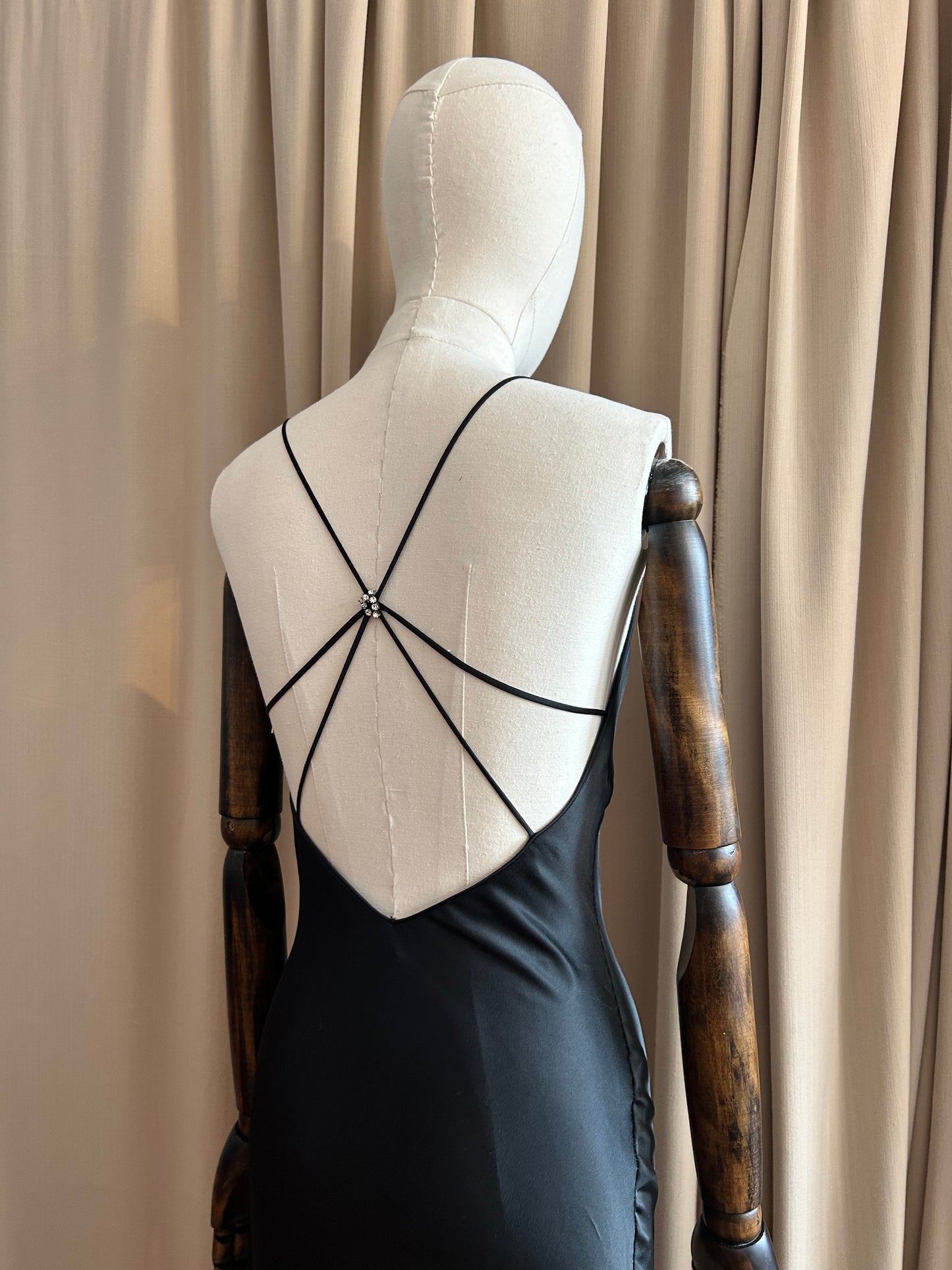 Bias Cut Black Gown