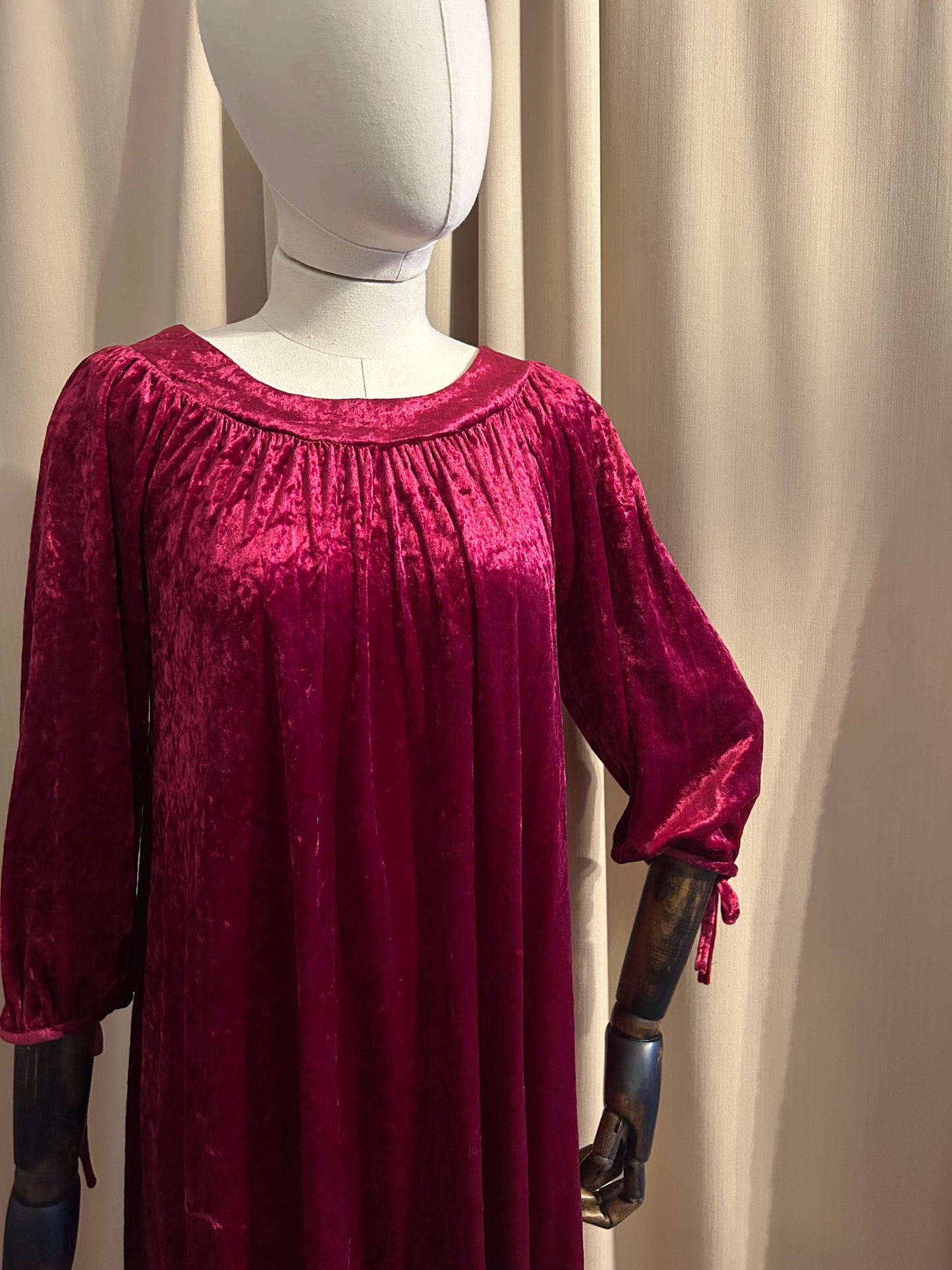 Crushed Velour Smock Dress