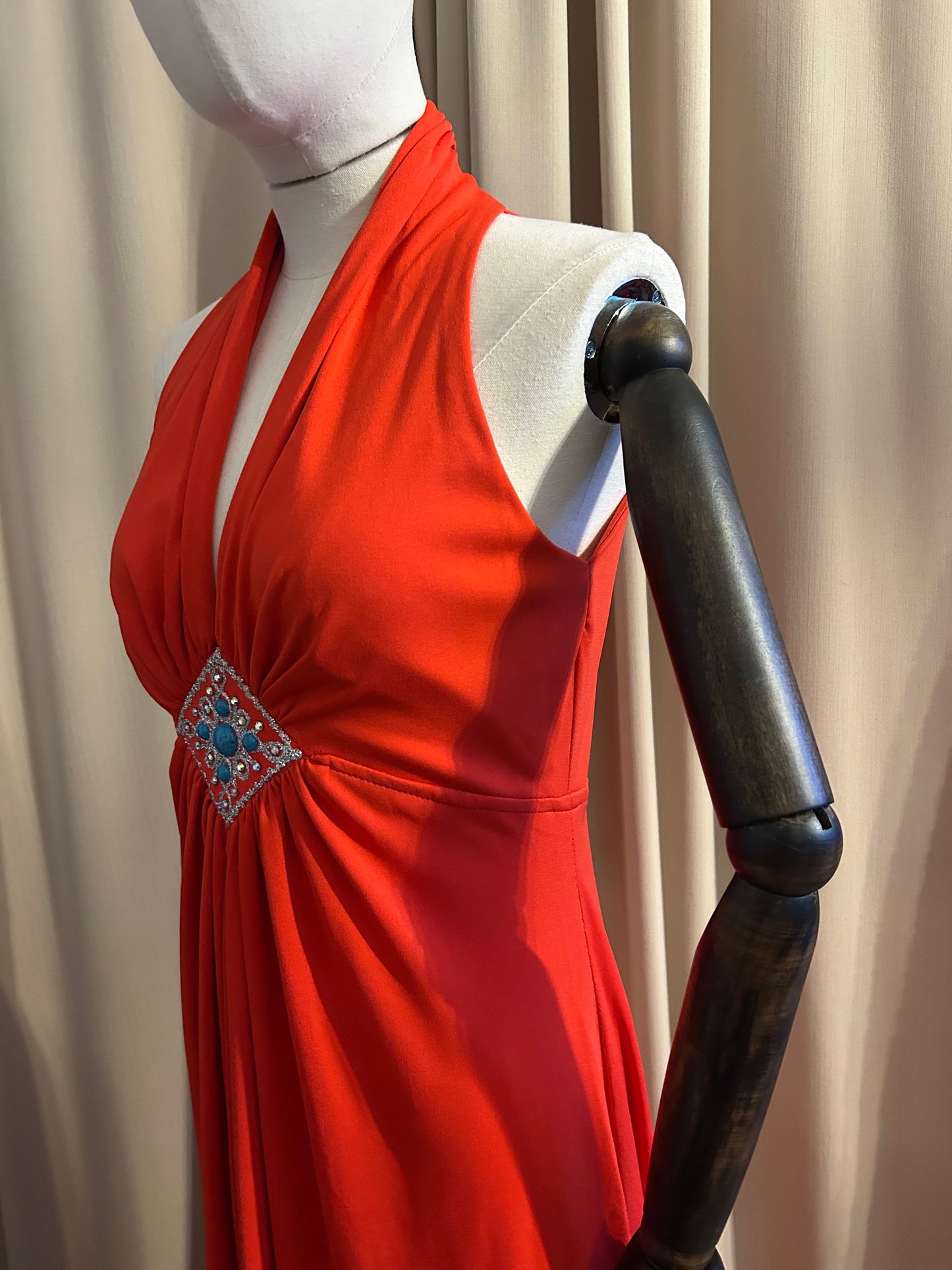 Orange Gown With Turquoise