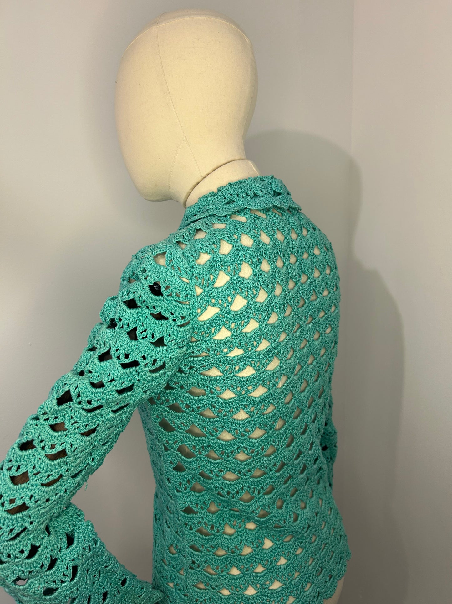 Teal crochet cardigan